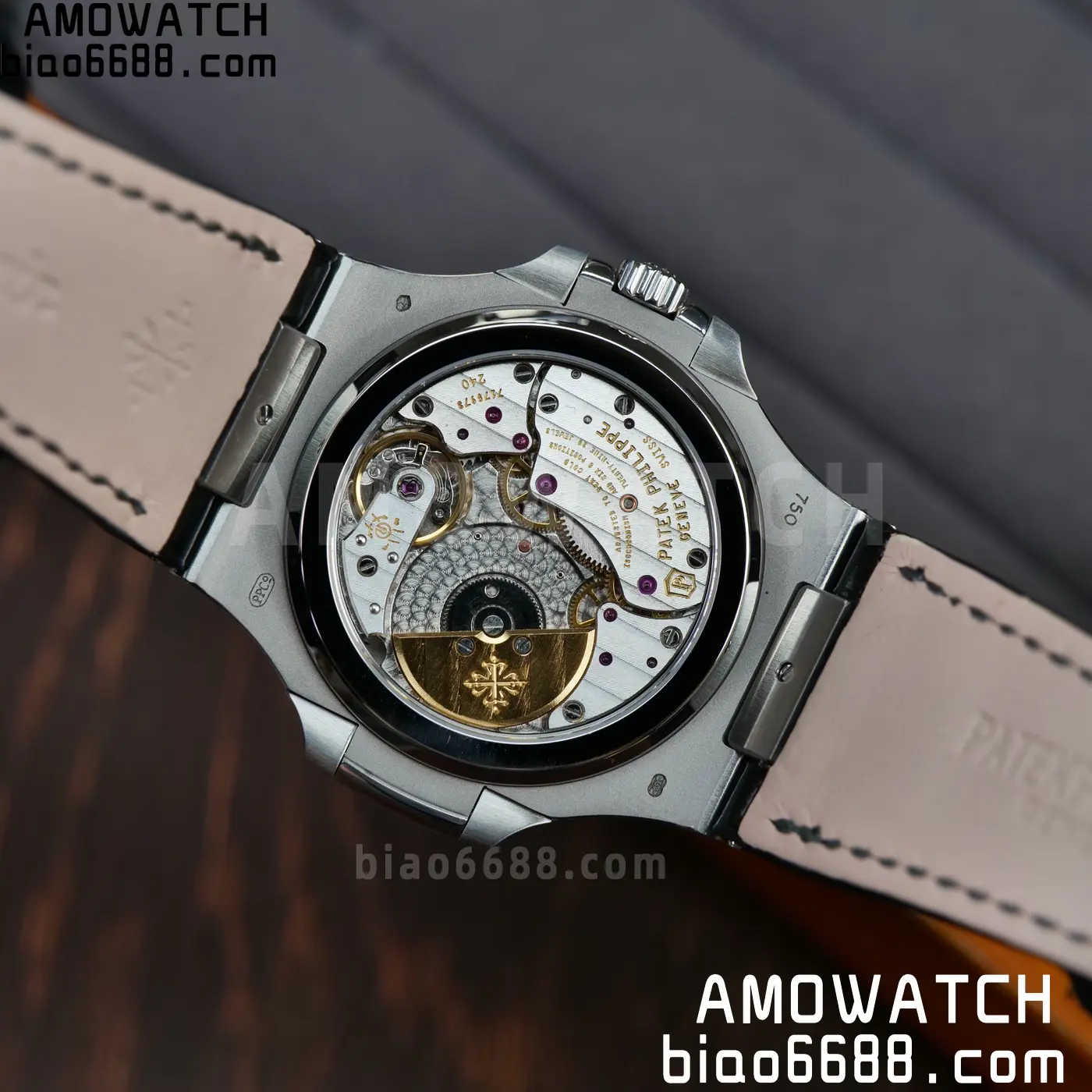PP Nautilus 5712G SS PPF 1:1 Best Edition Gray Dial on Black Leather Strap A240 Super Clone 104 8623e8b2c2ba3ce AMO Watch