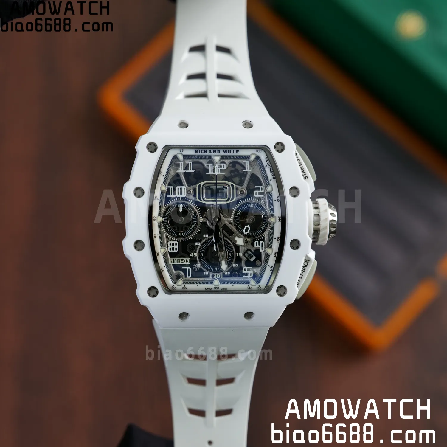 Richard Mille RM11-03 RM1103 Black Carbon KV Factory Best Edition Skeleton Dial on White Rubber Strap v5 77 89594882af1b5a7 AMO Watch