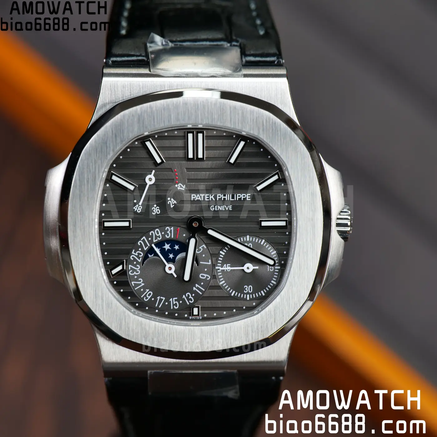 PP Nautilus 5712G SS PPF 1:1 Best Edition Gray Dial on Black Leather Strap A240 Super Clone 86 8e35188c2f5b329 AMO Watch