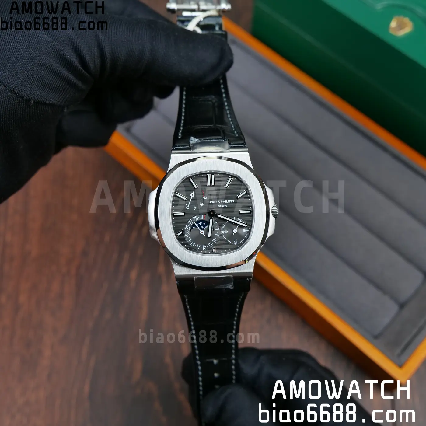 PP Nautilus 5712G SS PPF 1:1 Best Edition Gray Dial on Black Leather Strap A240 Super Clone 79 90c31ff125564e4 AMO Watch