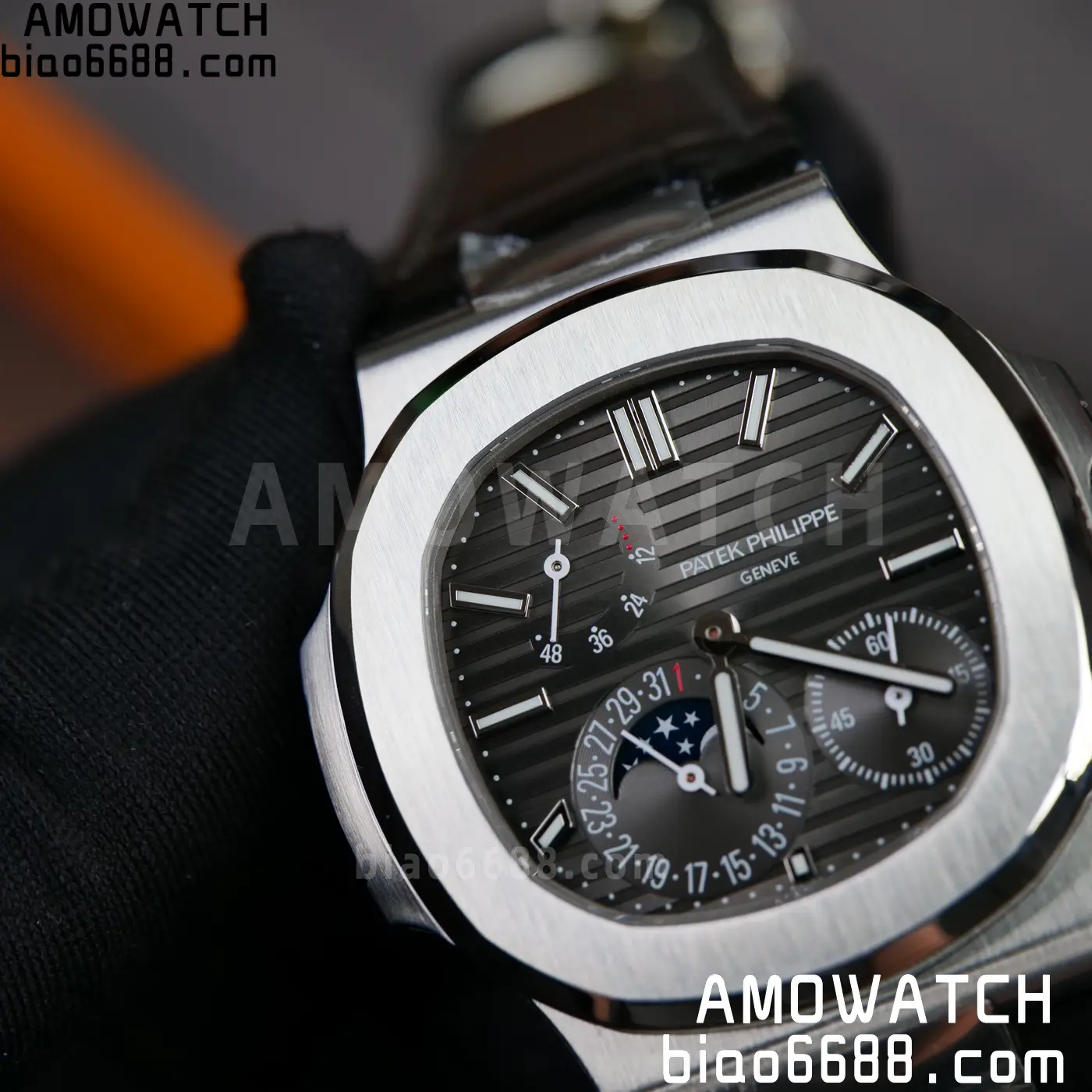 PP Nautilus 5712G SS PPF 1:1 Best Edition Gray Dial on Black Leather Strap A240 Super Clone 99 a8e28a981a6feae AMO Watch