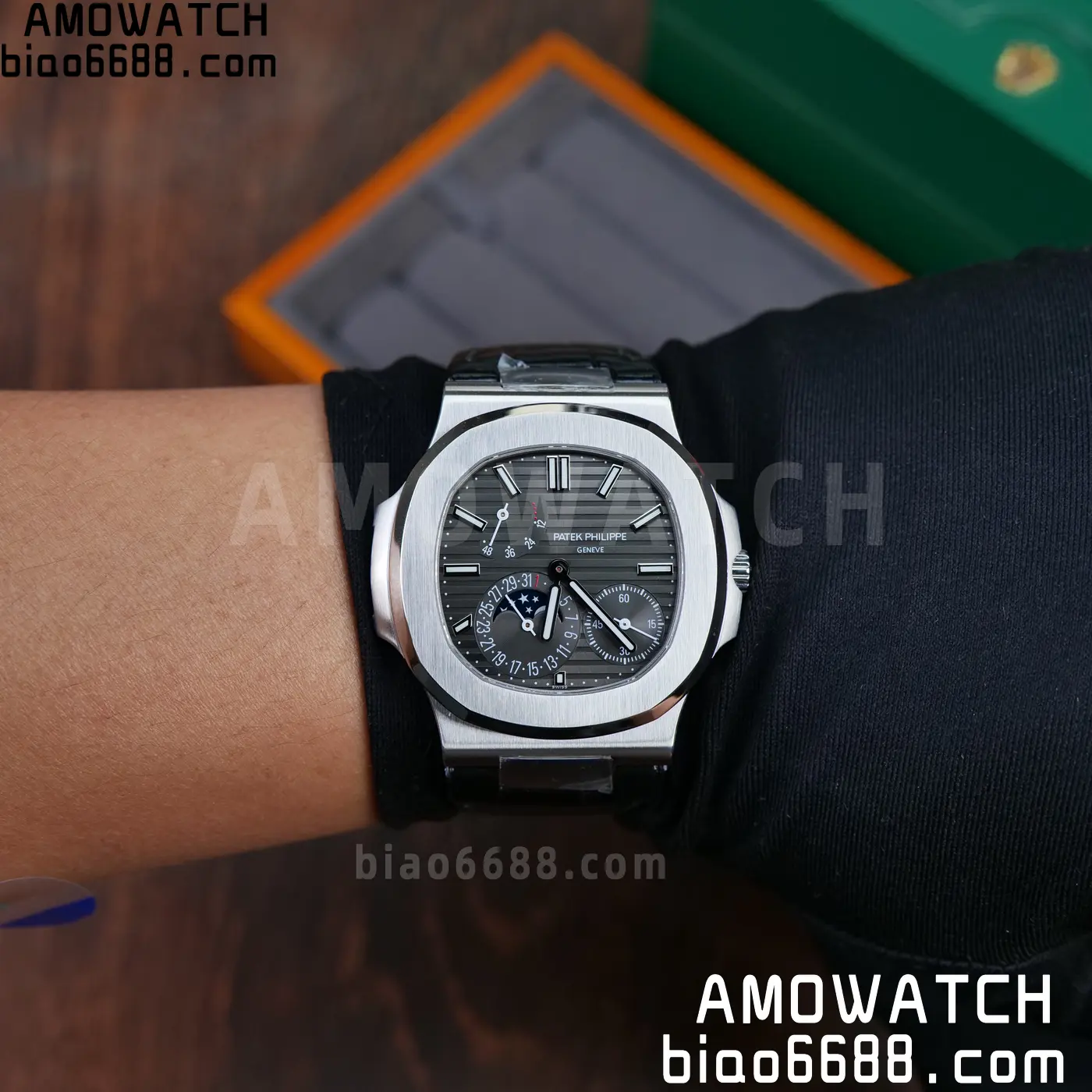 PP Nautilus 5712G SS PPF 1:1 Best Edition Gray Dial on Black Leather Strap A240 Super Clone 111 add9b4524b505ef AMO Watch