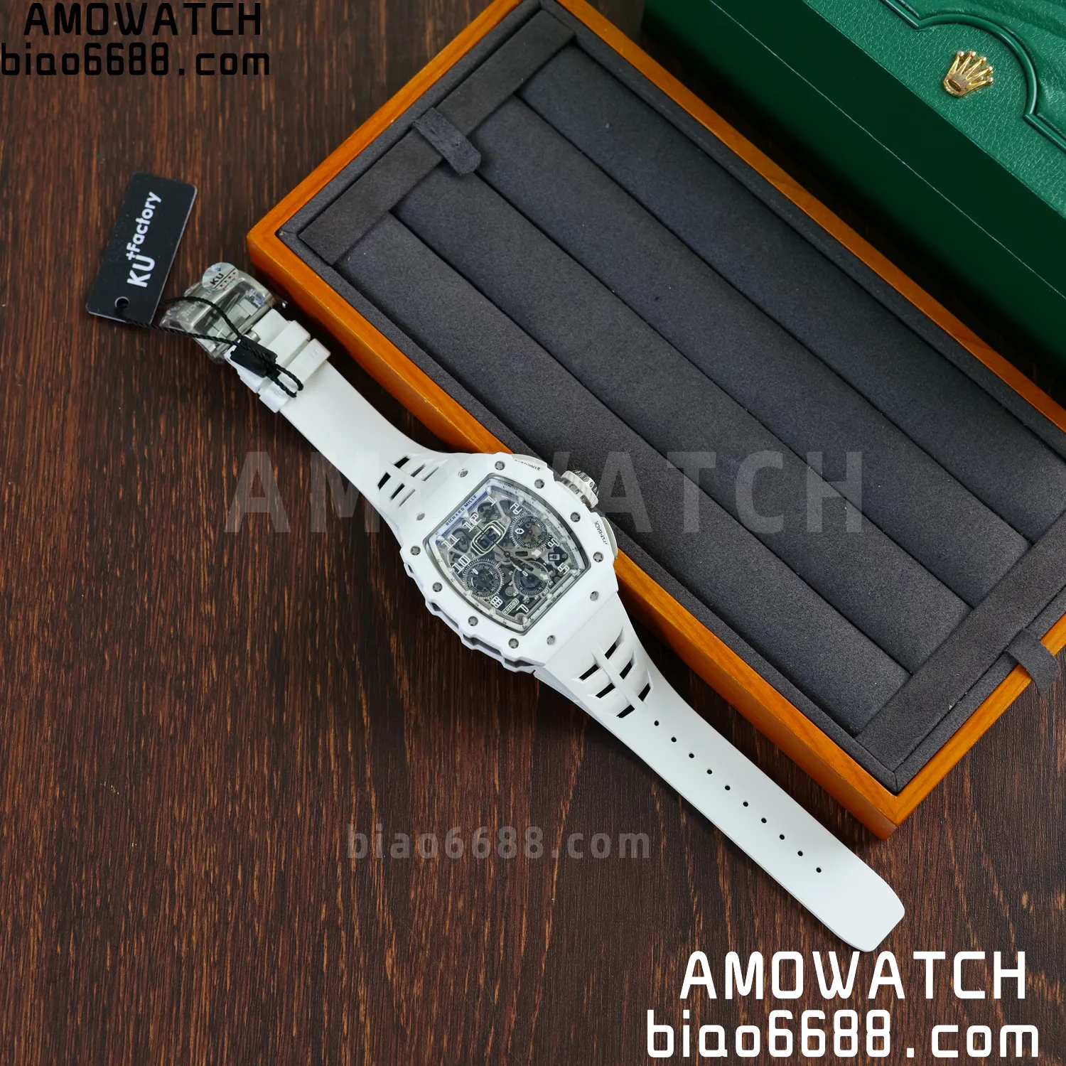 Richard Mille RM11-03 RM1103 Black Carbon KV Factory Best Edition Skeleton Dial on White Rubber Strap v5 70 b0c8c57facffa9a AMO Watch