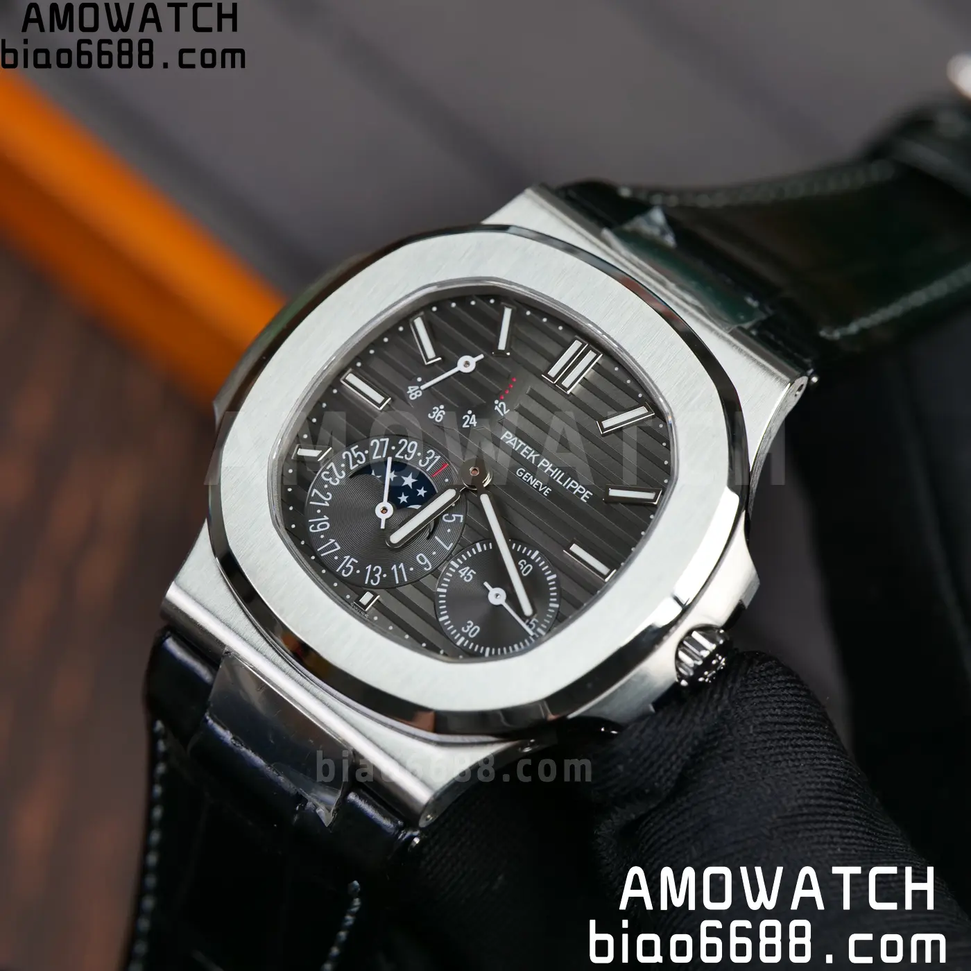 PP Nautilus 5712G SS PPF 1:1 Best Edition Gray Dial on Black Leather Strap A240 Super Clone 93 cdb1637a334b729 AMO Watch