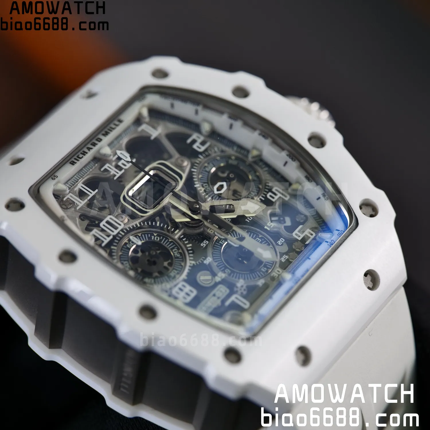 Richard Mille RM11-03 RM1103 Black Carbon KV Factory Best Edition Skeleton Dial on White Rubber Strap v5 89 d3adf4307521ae9 AMO Watch