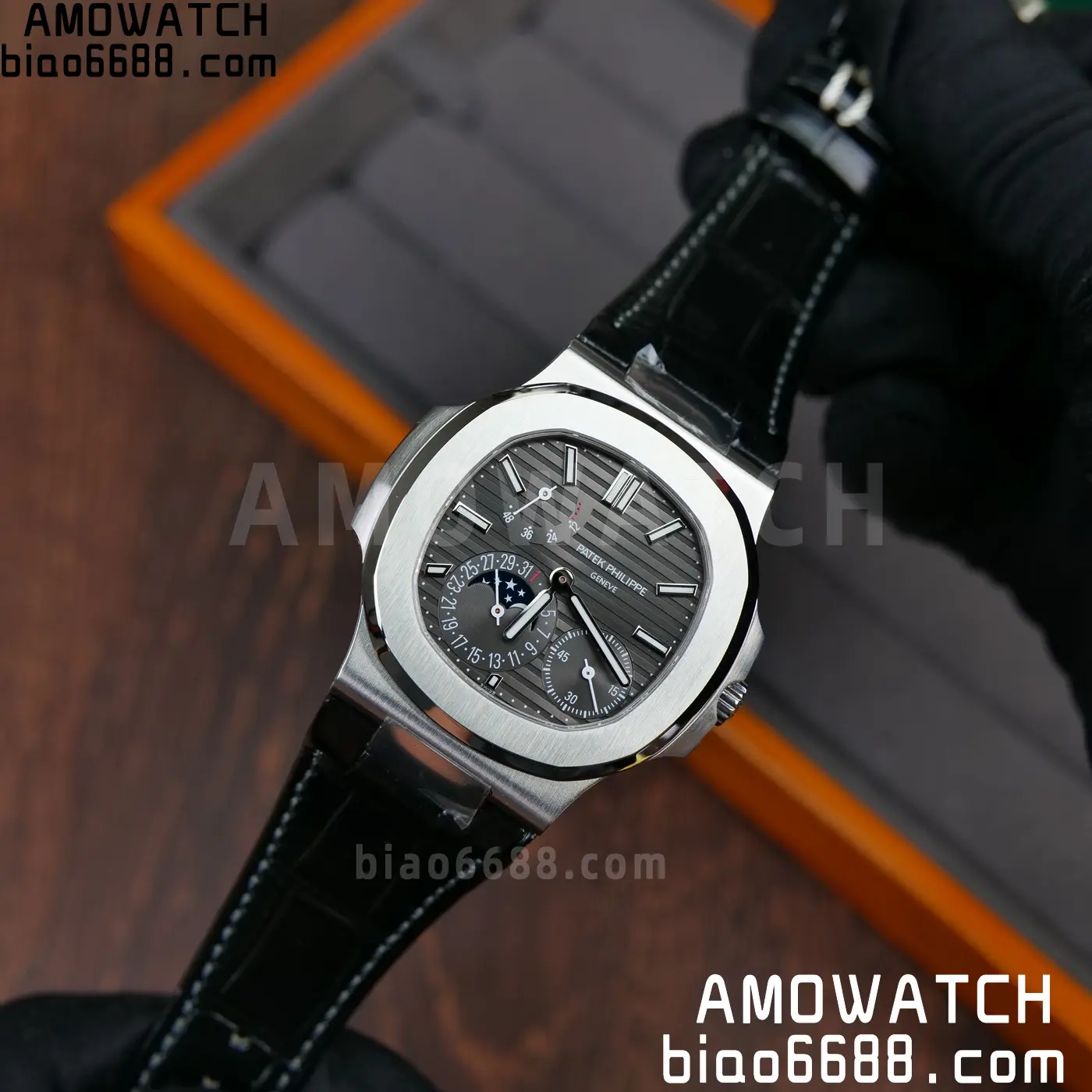 PP Nautilus 5712G SS PPF 1:1 Best Edition Gray Dial on Black Leather Strap A240 Super Clone 82 d6d8700b5bf97f2 AMO Watch