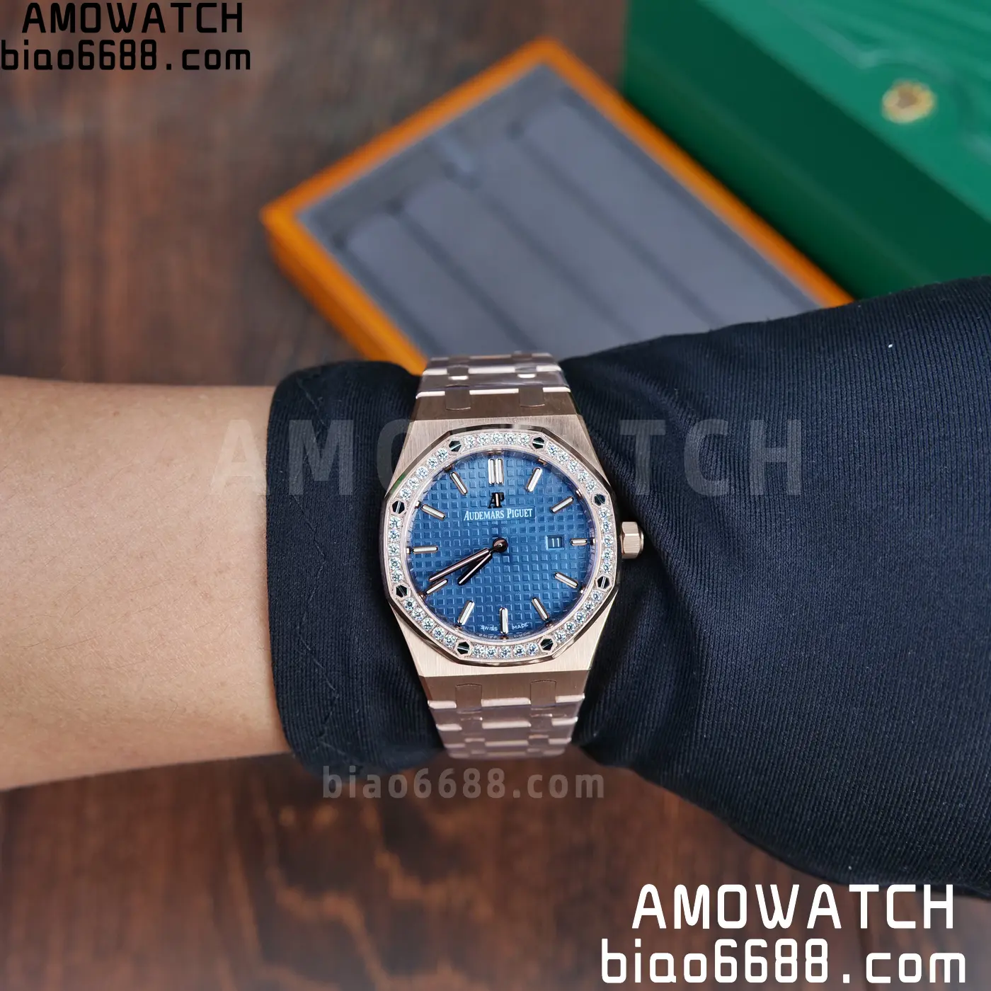 AUDEMARS PIGUET Lady Royal Oak 67651 33mm RG ZF 1:1 Best Edition Blue Dial Diamonds Bezel on RG Bracelet Swiss Quartz 71 19f565c551685c4 AMO Watch