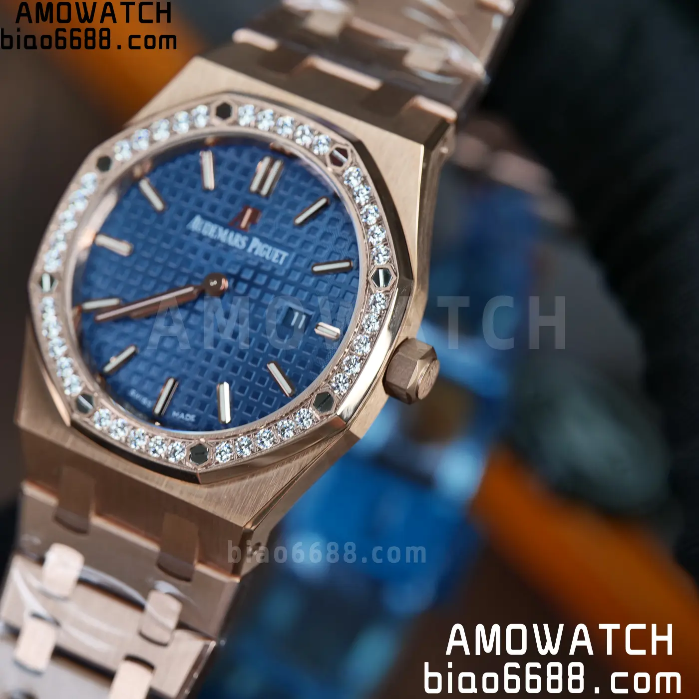 AUDEMARS PIGUET Lady Royal Oak 67651 33mm RG ZF 1:1 Best Edition Blue Dial Diamonds Bezel on RG Bracelet Swiss Quartz 60 3aa5396fb830328 AMO Watch
