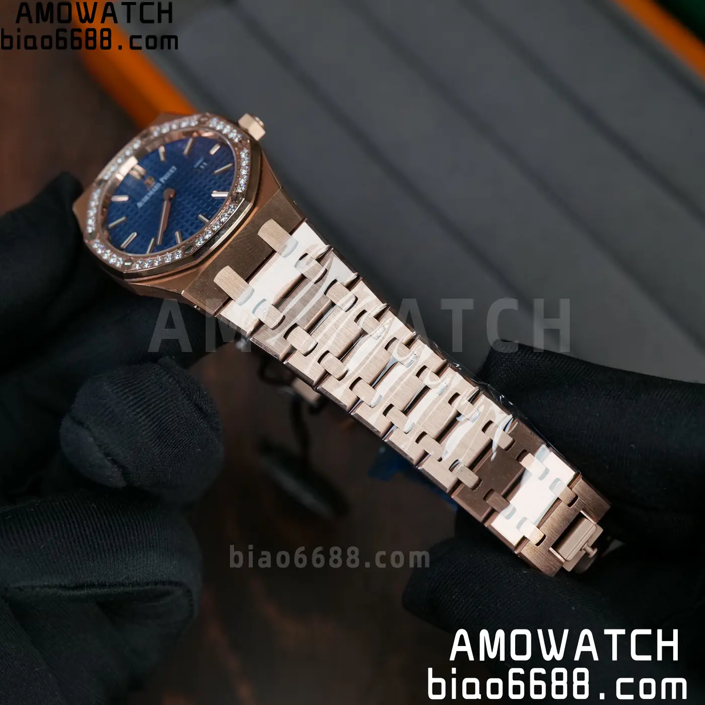 AUDEMARS PIGUET Lady Royal Oak 67651 33mm RG ZF 1:1 Best Edition Blue Dial Diamonds Bezel on RG Bracelet Swiss Quartz 54 86d28b545b1f493 AMO Watch