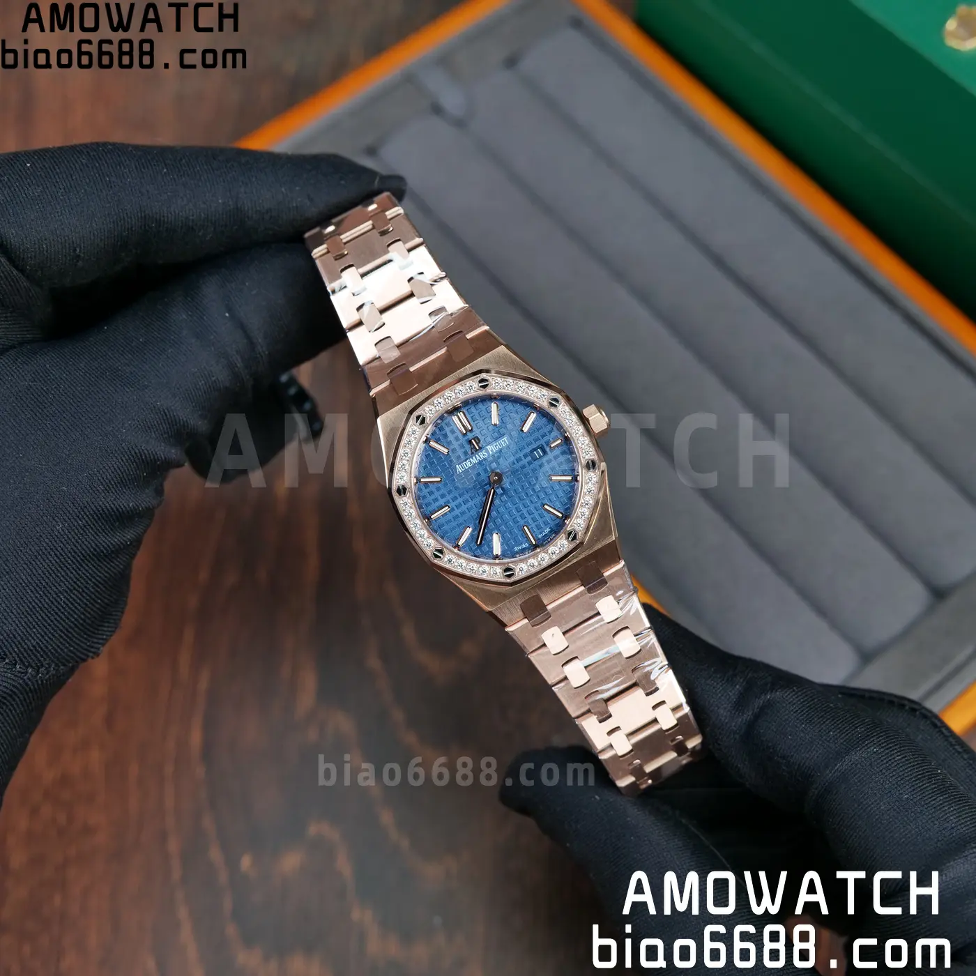 AUDEMARS PIGUET Lady Royal Oak 67651 33mm RG ZF 1:1 Best Edition Blue Dial Diamonds Bezel on RG Bracelet Swiss Quartz 50 8aba8a6c8d33d2b AMO Watch