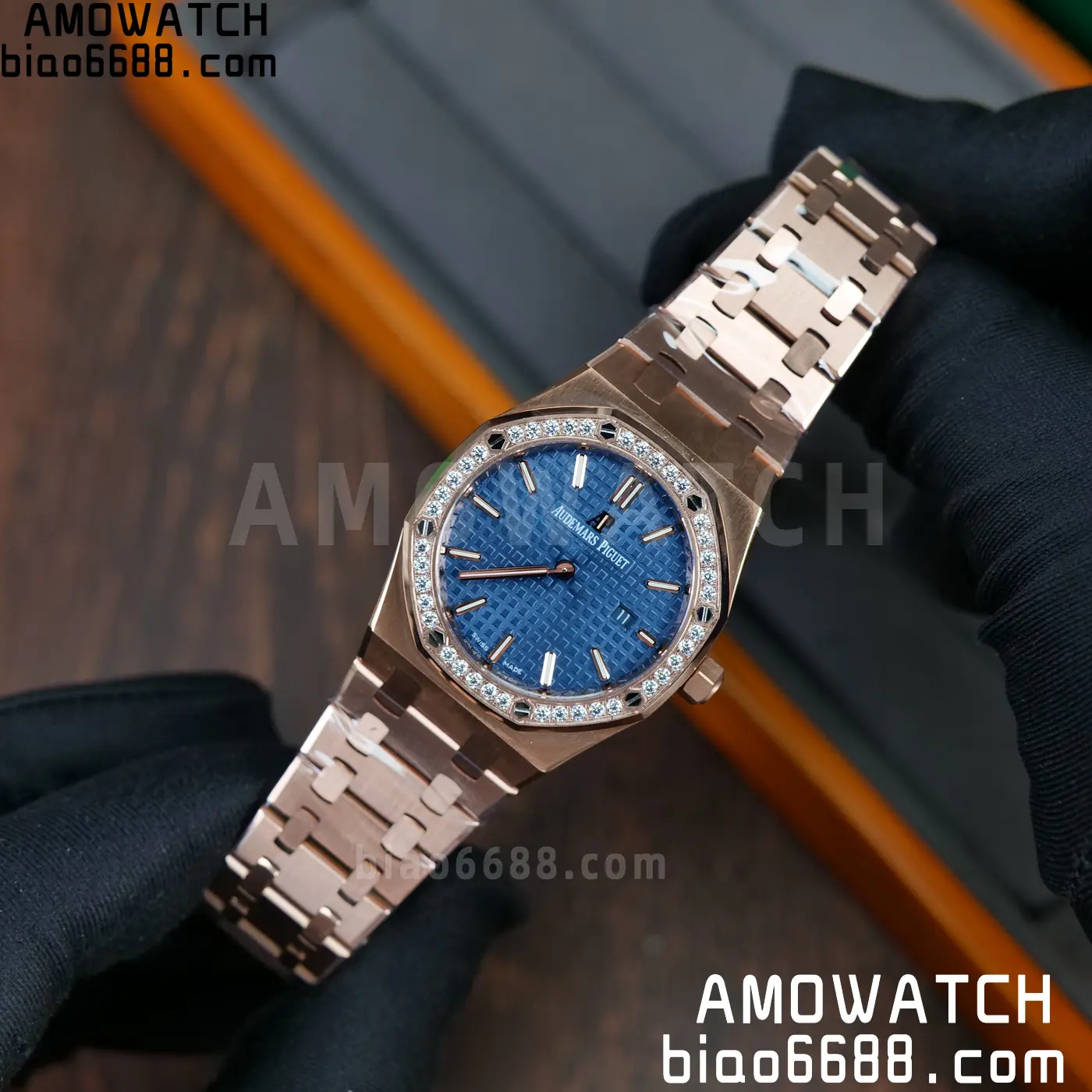AUDEMARS PIGUET Lady Royal Oak 67651 33mm RG ZF 1:1 Best Edition Blue Dial Diamonds Bezel on RG Bracelet Swiss Quartz 52 9ce076abe2408f0 AMO Watch