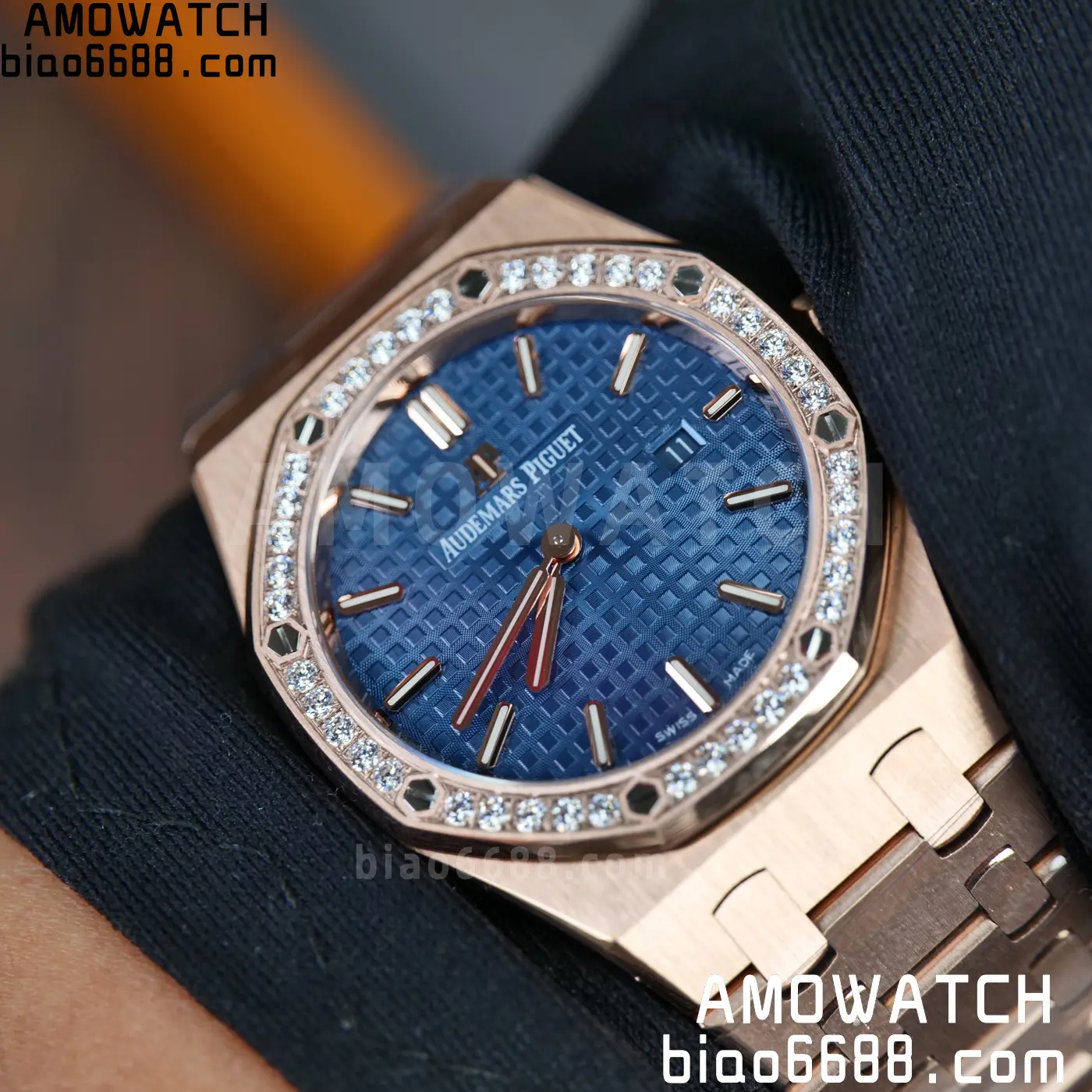 AUDEMARS PIGUET Lady Royal Oak 67651 33mm RG ZF 1:1 Best Edition Blue Dial Diamonds Bezel on RG Bracelet Swiss Quartz 72 a2bd230d0fac333 AMO Watch