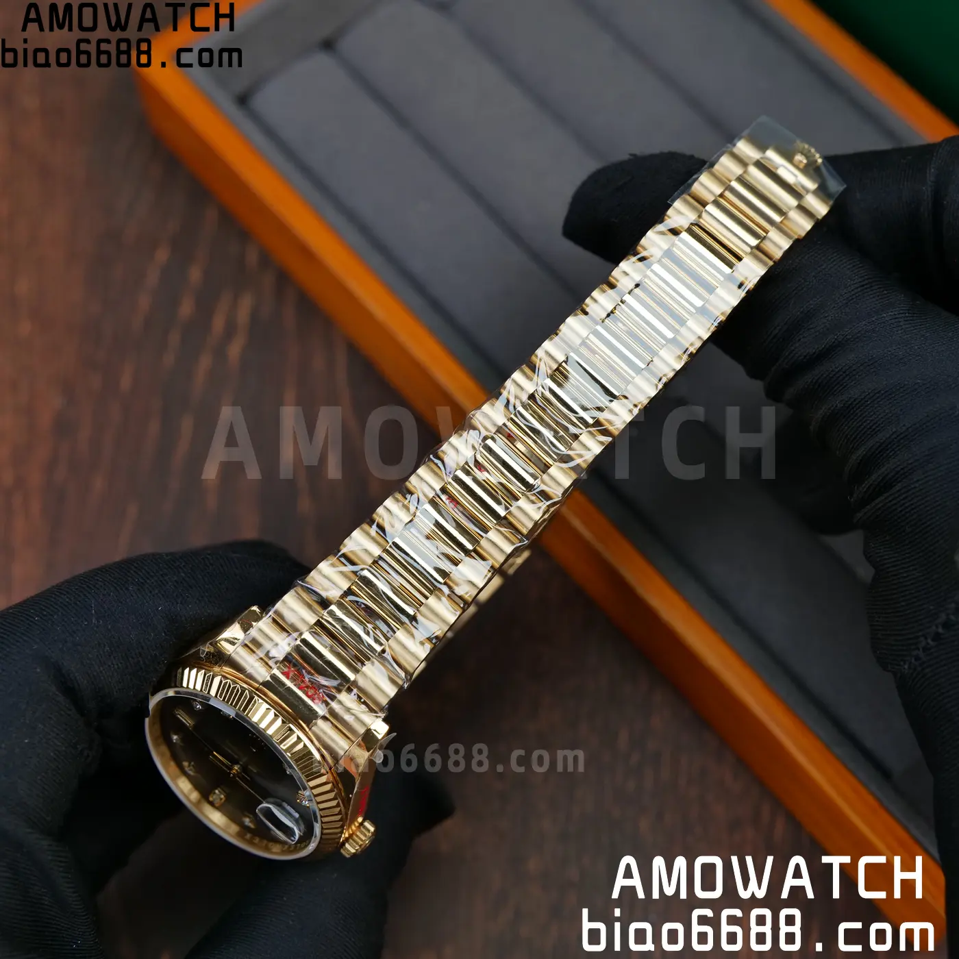 Rolex DayDate YG 128238-0022 36mm QF 1:1 Best Edition Gray Diamond Dial (Gain Weight) 55 19a4963644d0627 AMO Watch