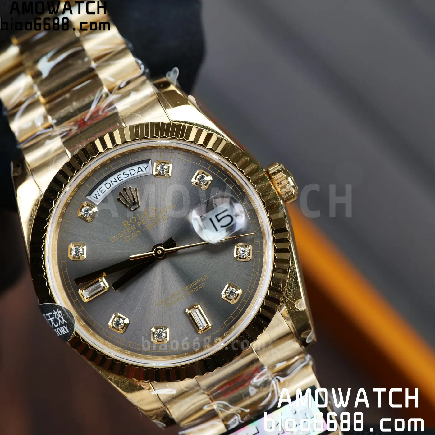 Rolex DayDate YG 128238-0022 36mm QF 1:1 Best Edition Gray Diamond Dial (Gain Weight) 66 312c3a3e4299d50 AMO Watch