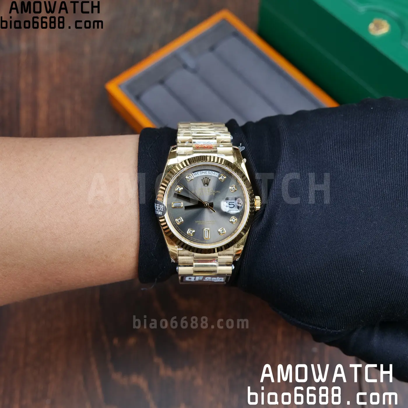 Rolex DayDate YG 128238-0022 36mm QF 1:1 Best Edition Gray Diamond Dial (Gain Weight) 75 38cb3703873b6e7 AMO Watch