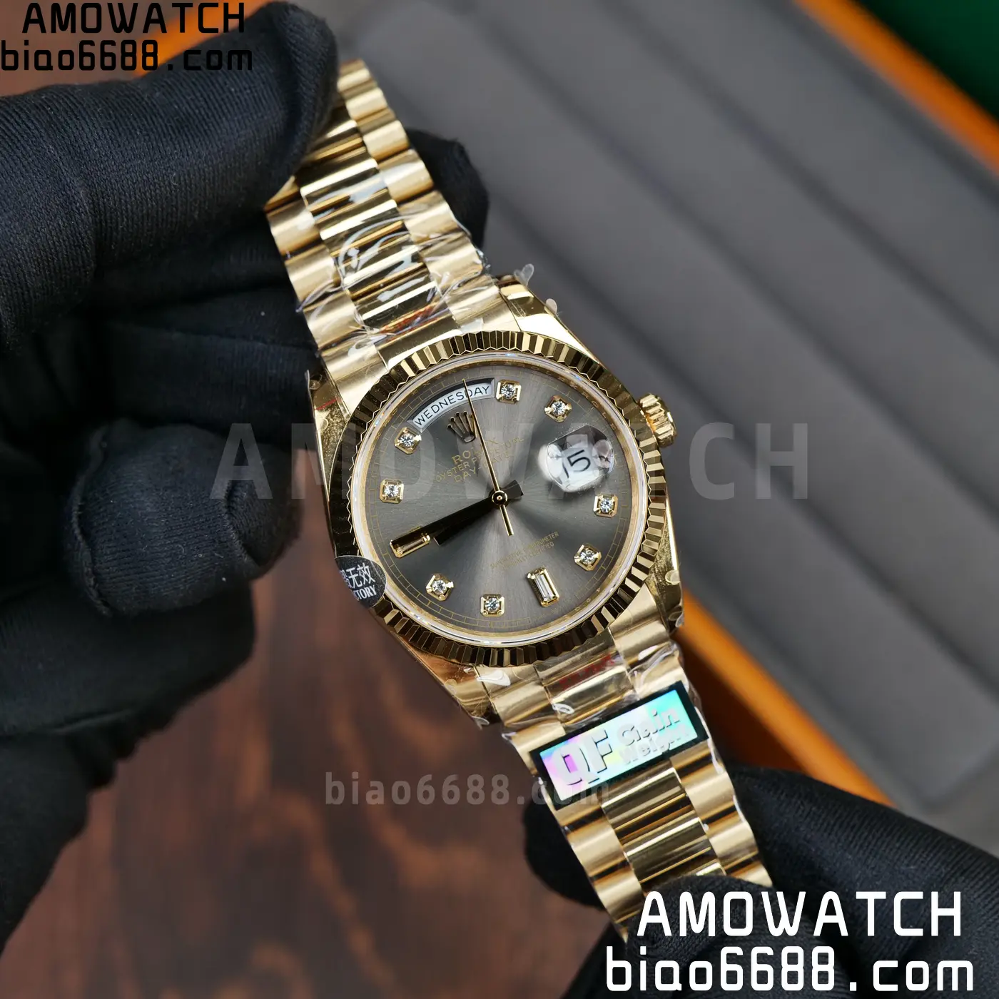 Rolex DayDate YG 128238-0022 36mm QF 1:1 Best Edition Gray Diamond Dial (Gain Weight) 53 3ad3b567a26d97d AMO Watch