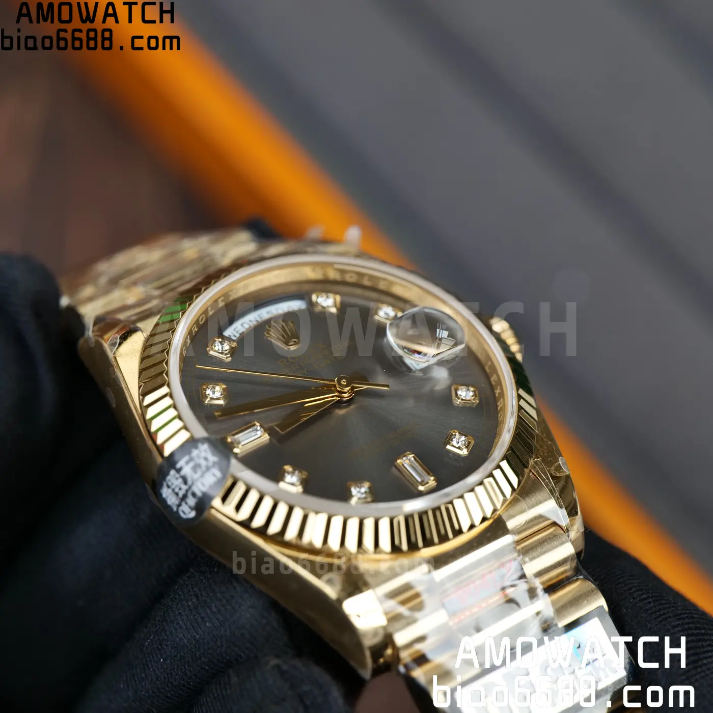 Rolex DayDate YG 128238-0022 36mm QF 1:1 Best Edition Gray Diamond Dial (Gain Weight) 68 4998a47e418bd02 AMO Watch