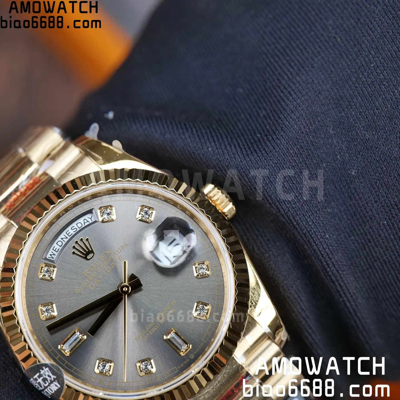 Rolex DayDate YG 128238-0022 36mm QF 1:1 Best Edition Gray Diamond Dial (Gain Weight) 74 61265c90704dd3e AMO Watch