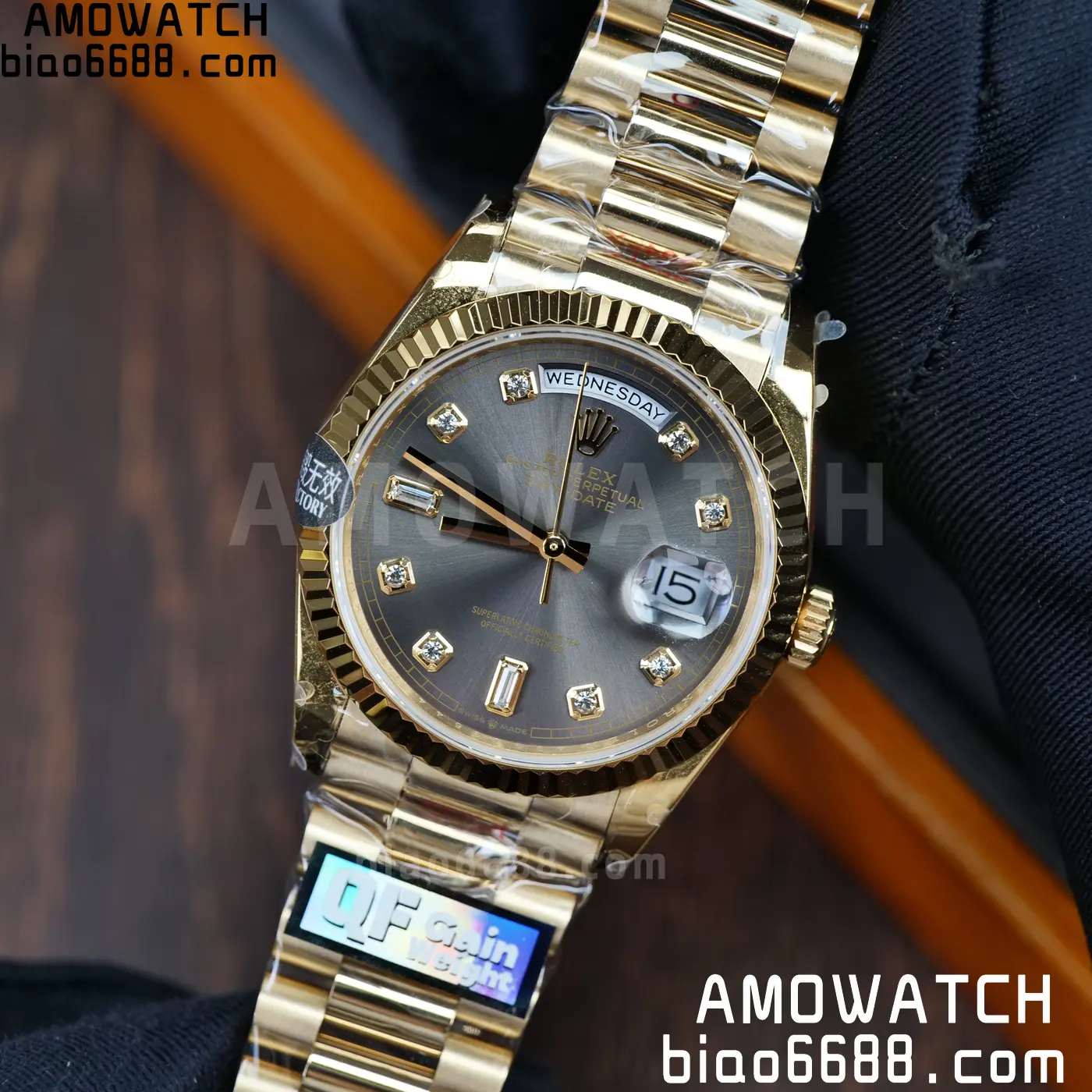 Rolex DayDate YG 128238-0022 36mm QF 1:1 Best Edition Gray Diamond Dial (Gain Weight) 69 976137f25cce1ea AMO Watch