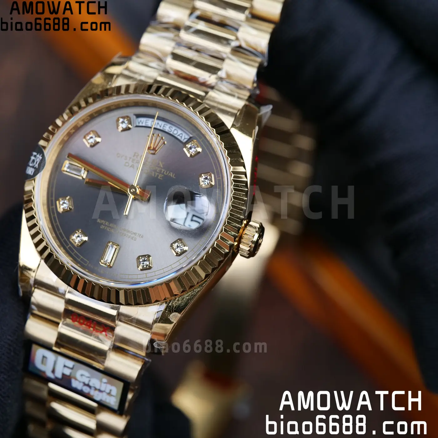 Rolex DayDate YG 128238-0022 36mm QF 1:1 Best Edition Gray Diamond Dial (Gain Weight) 62 9b9b8968ad7fe9f AMO Watch