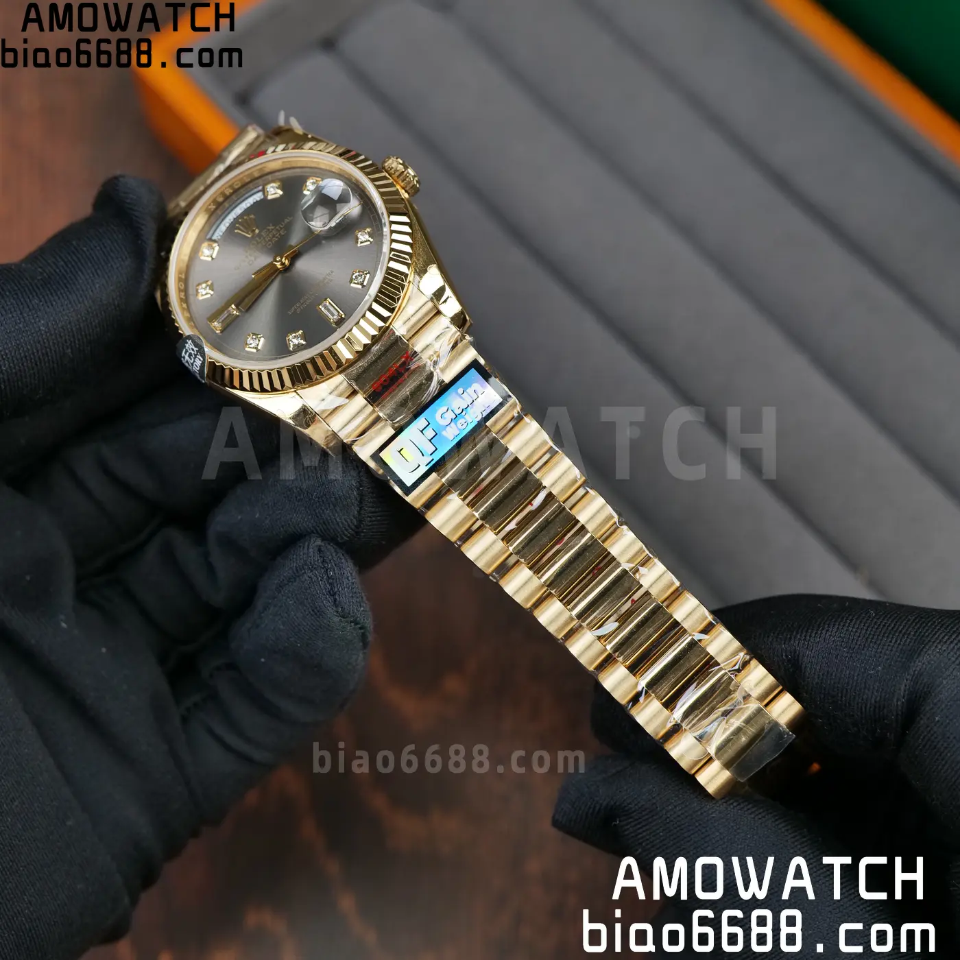 Rolex DayDate YG 128238-0022 36mm QF 1:1 Best Edition Gray Diamond Dial (Gain Weight) 56 b495f2358012d8b AMO Watch