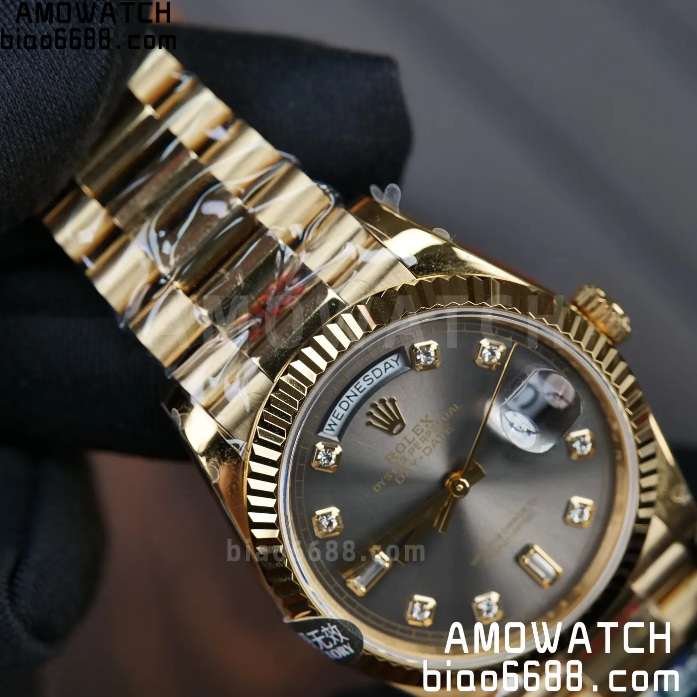 Rolex DayDate YG 128238-0022 36mm QF 1:1 Best Edition Gray Diamond Dial (Gain Weight) 65 bfb26c73b338983 AMO Watch