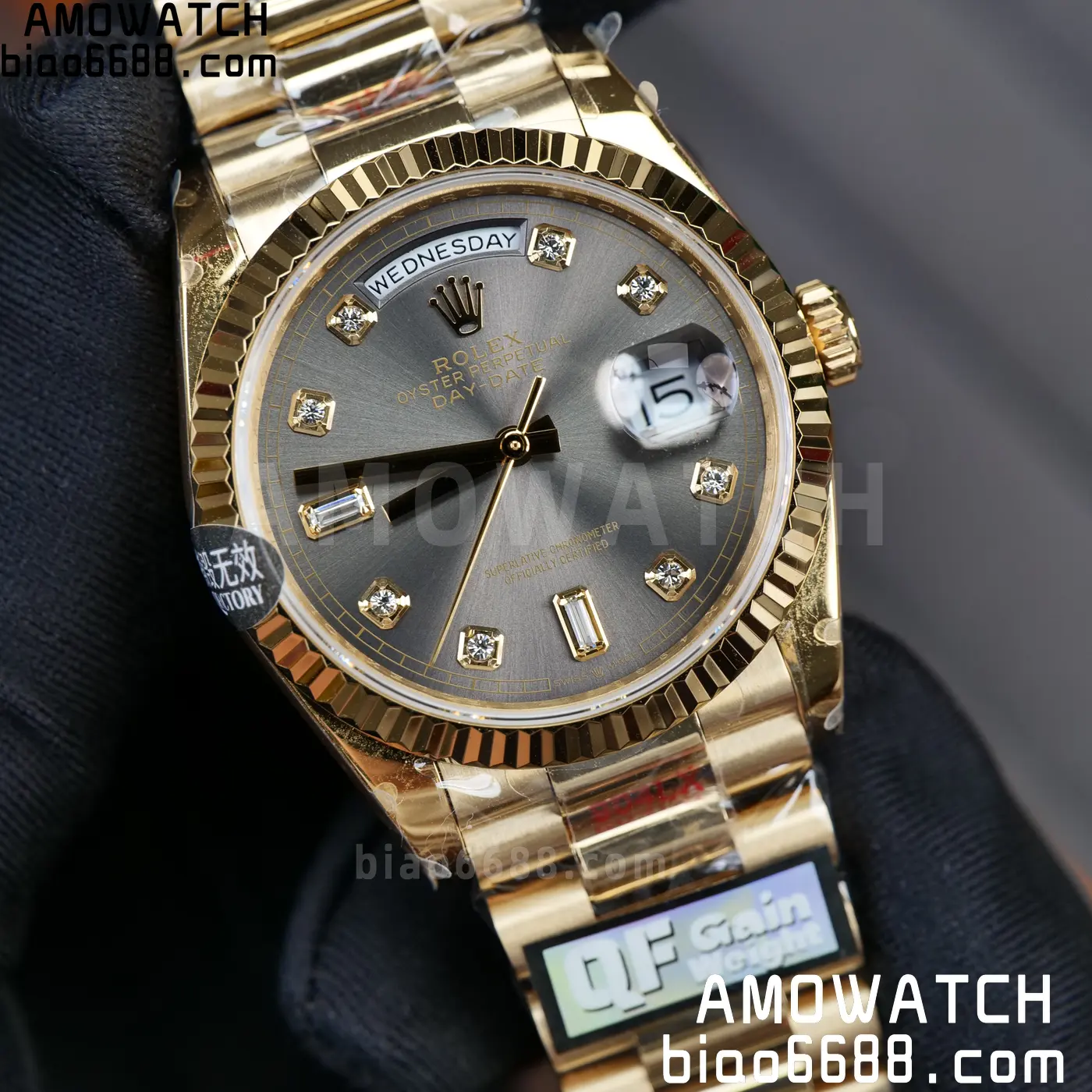 Rolex DayDate YG 128238-0022 36mm QF 1:1 Best Edition Gray Diamond Dial (Gain Weight) 67 f89c83a5e41716d AMO Watch