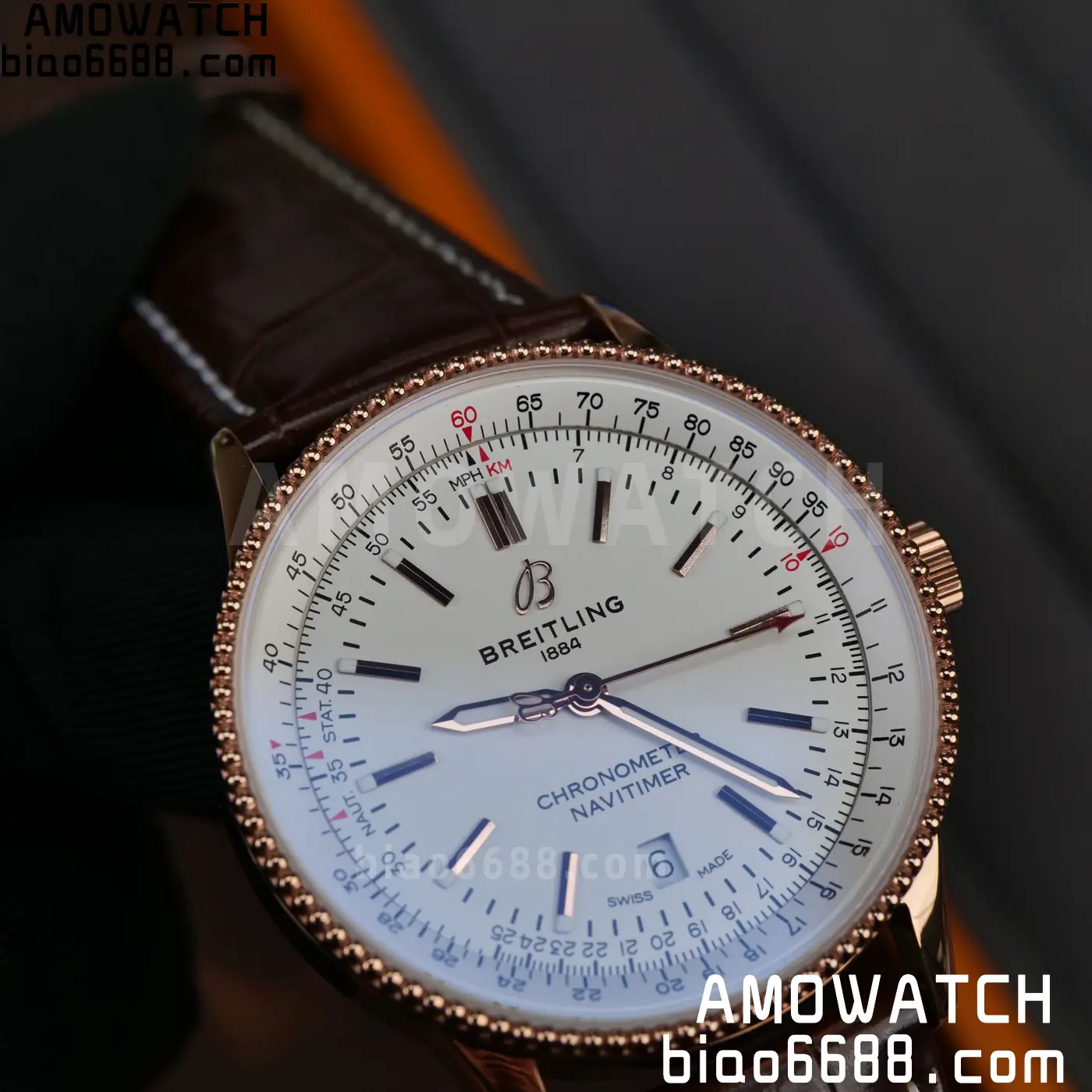 Breitling Navitimer Automatic 41mm RG BLSF White Dial on Brown Leather Strap A2824 V2 61 2cbdfd6299f5ac9 阿默表行AmoWatch