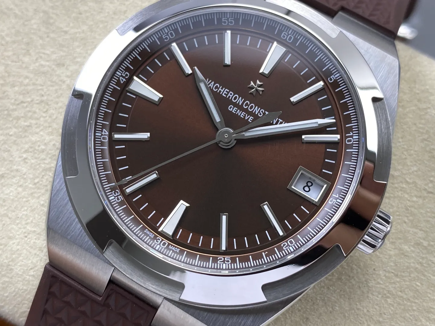 VC Overseas 4500V SS PPF1:1 Best Edition Brown Dial on Brown Rubber Strap A5100 31 4865f0b290c8d3e AMO Watch