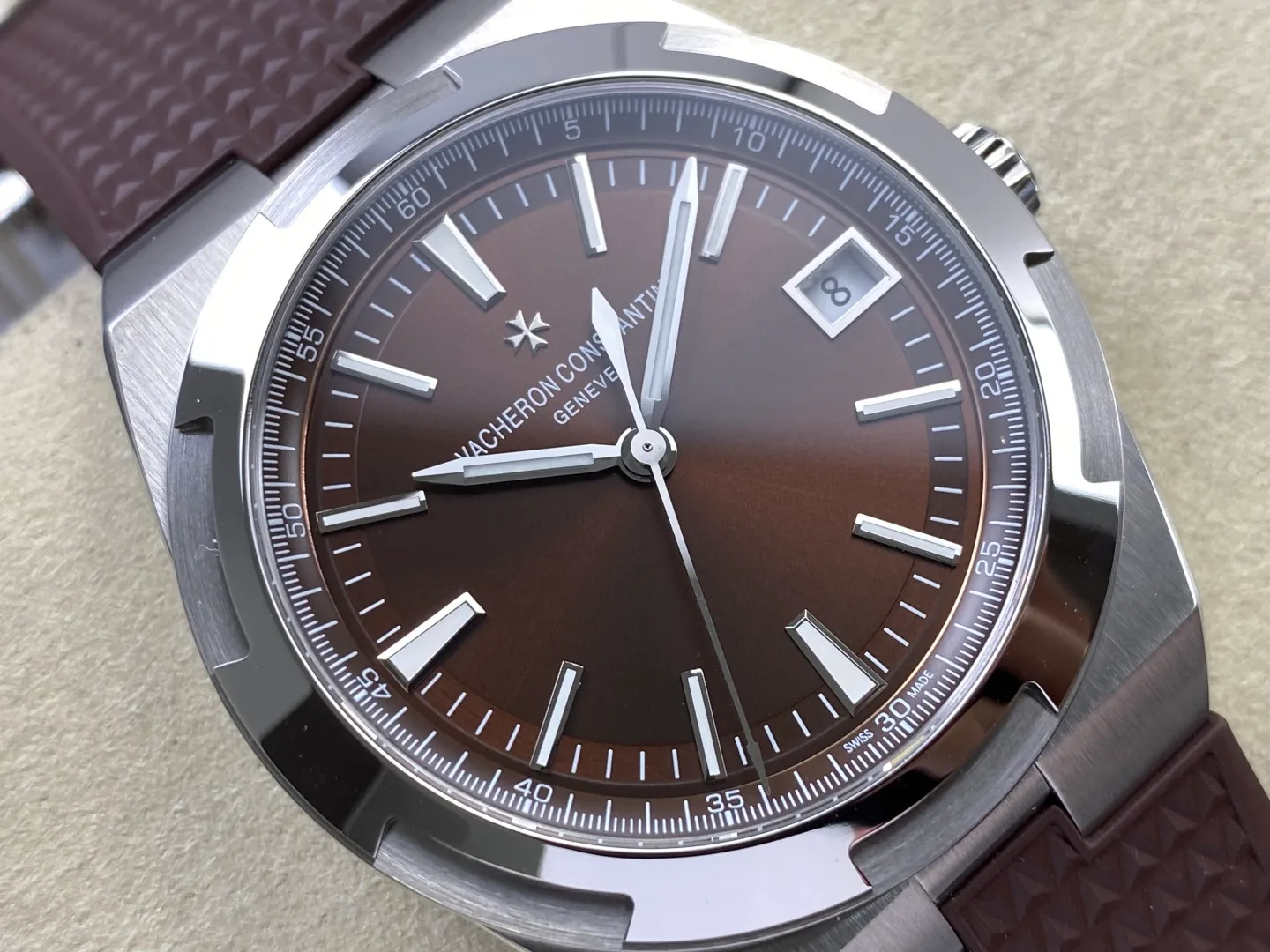 VC Overseas 4500V SS PPF1:1 Best Edition Brown Dial on Brown Rubber Strap A5100 30 537fbfada23c9b7 AMO Watch