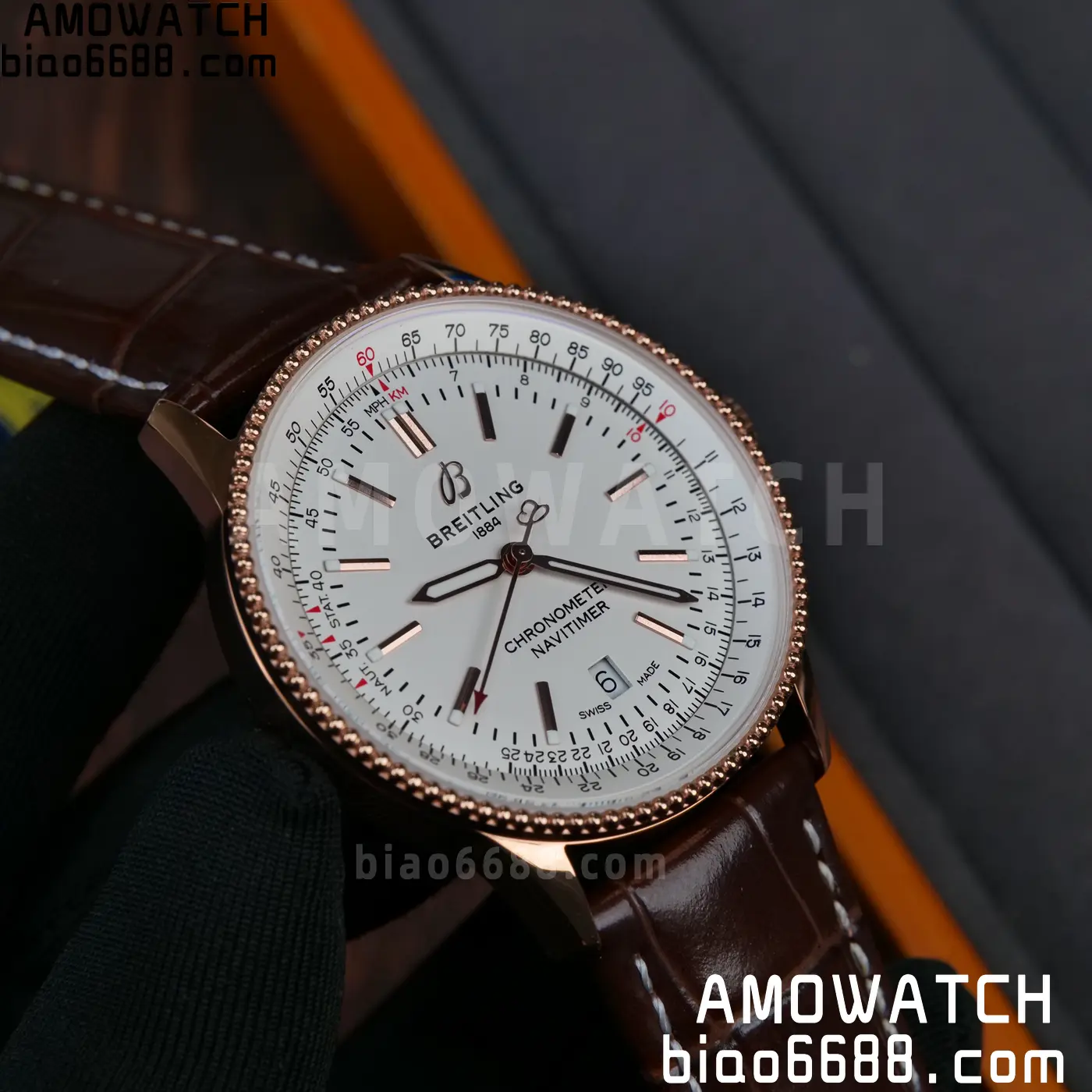 Breitling Navitimer Automatic 41mm RG BLSF White Dial on Brown Leather Strap A2824 V2 55 6cbe8a9b1307a72 阿默表行AmoWatch