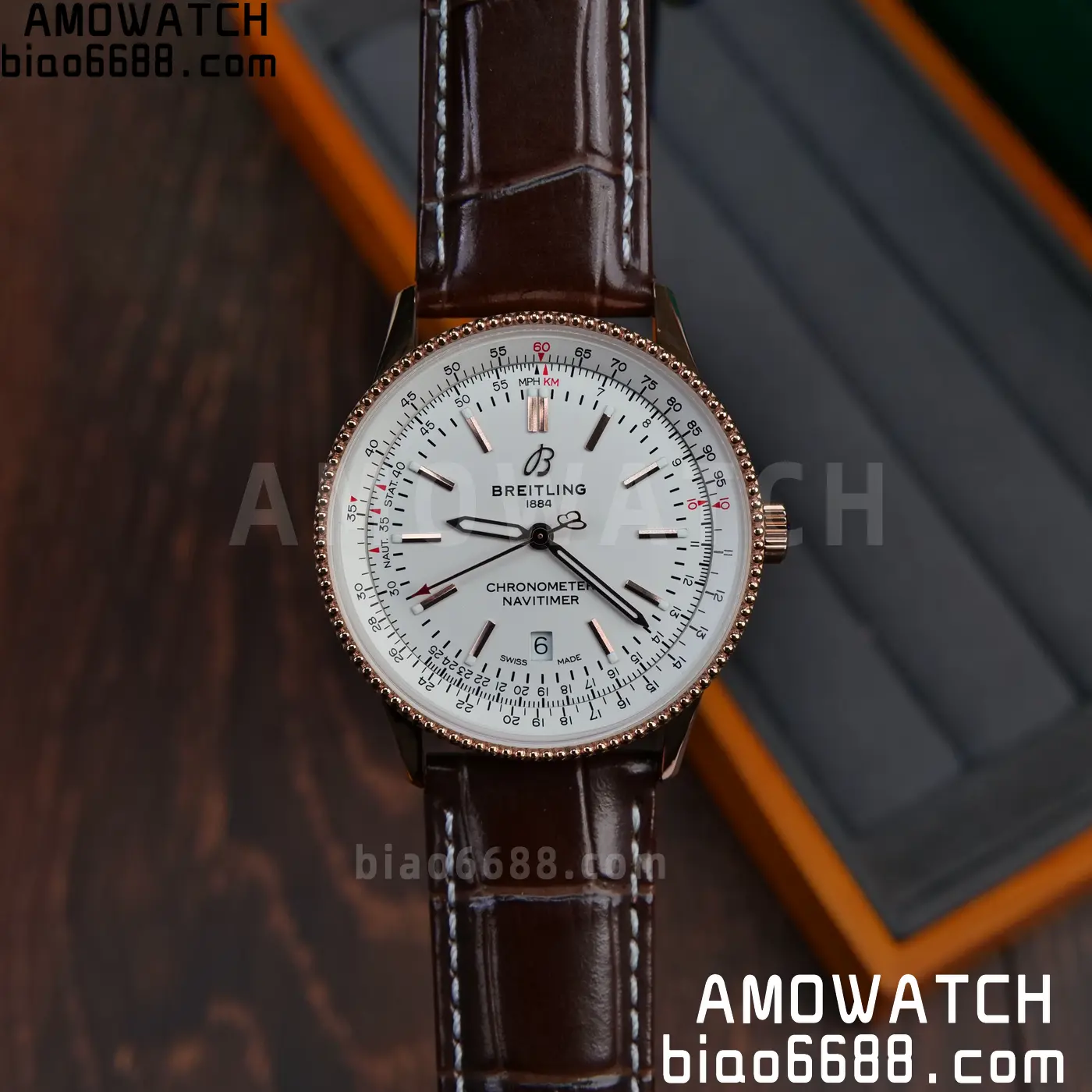 Breitling Navitimer Automatic 41mm RG BLSF White Dial on Brown Leather Strap A2824 V2 50 afdede23c202895 阿默表行AmoWatch