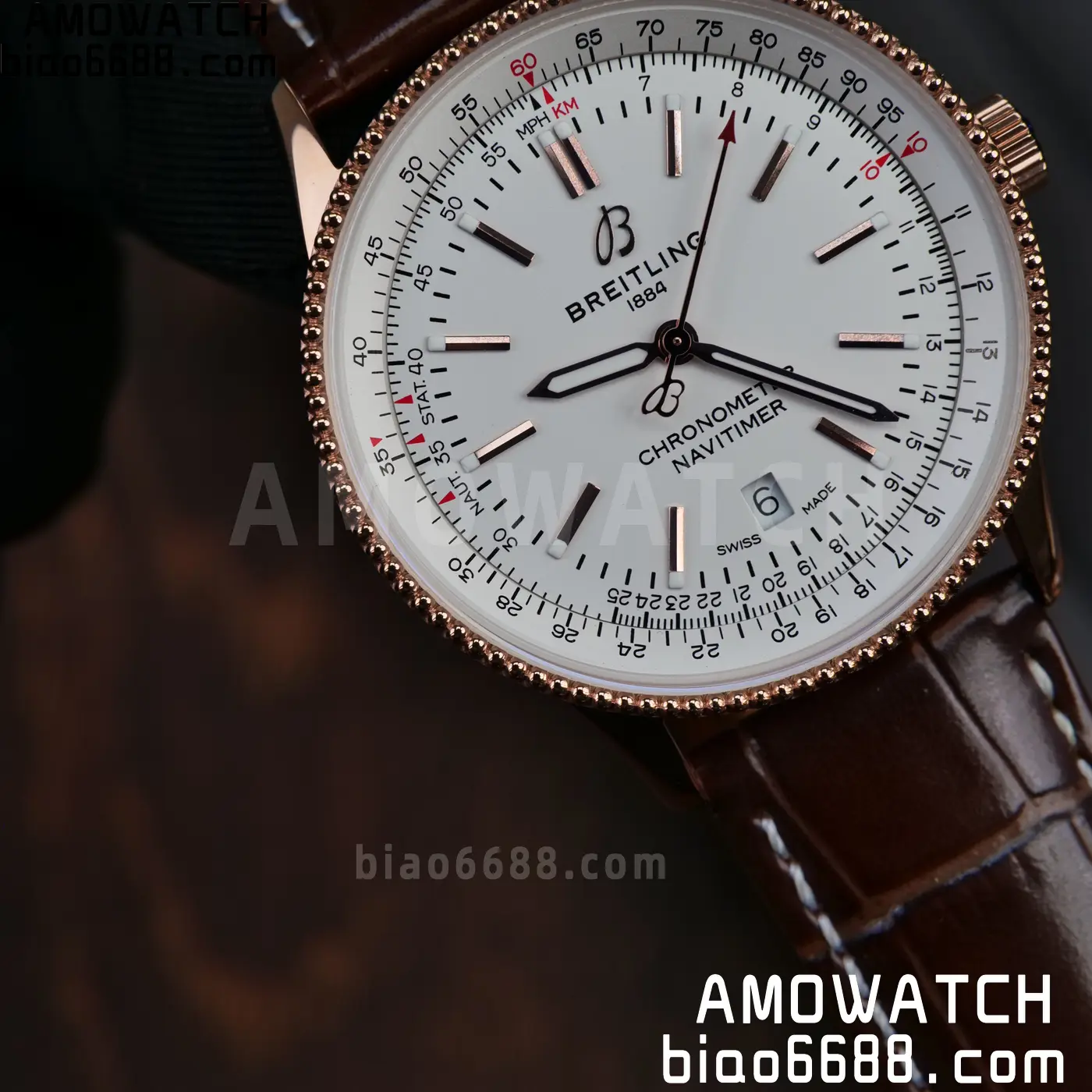 Breitling Navitimer Automatic 41mm RG BLSF White Dial on Brown Leather Strap A2824 V2 59 de4037af366f9cf 阿默表行AmoWatch