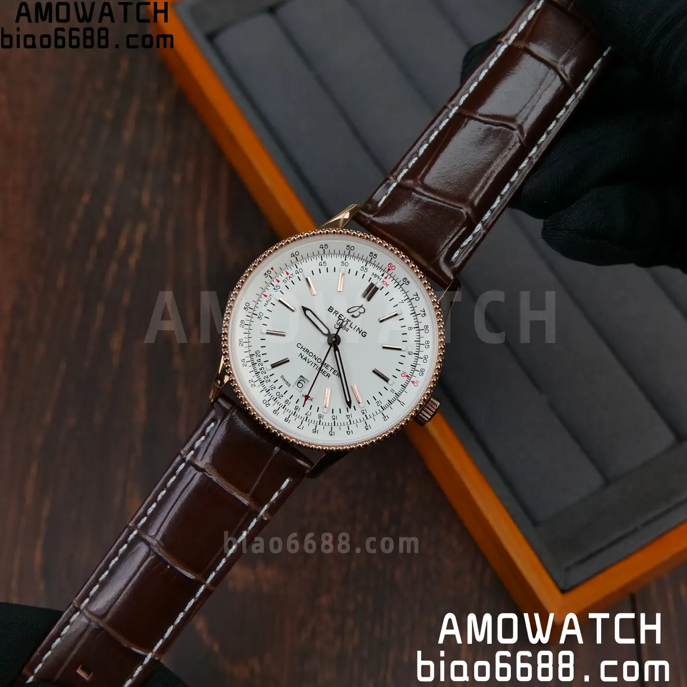 Breitling Navitimer Automatic 41mm RG BLSF White Dial on Brown Leather Strap A2824 V2 47 e4e9a230dd3b961 阿默表行AmoWatch