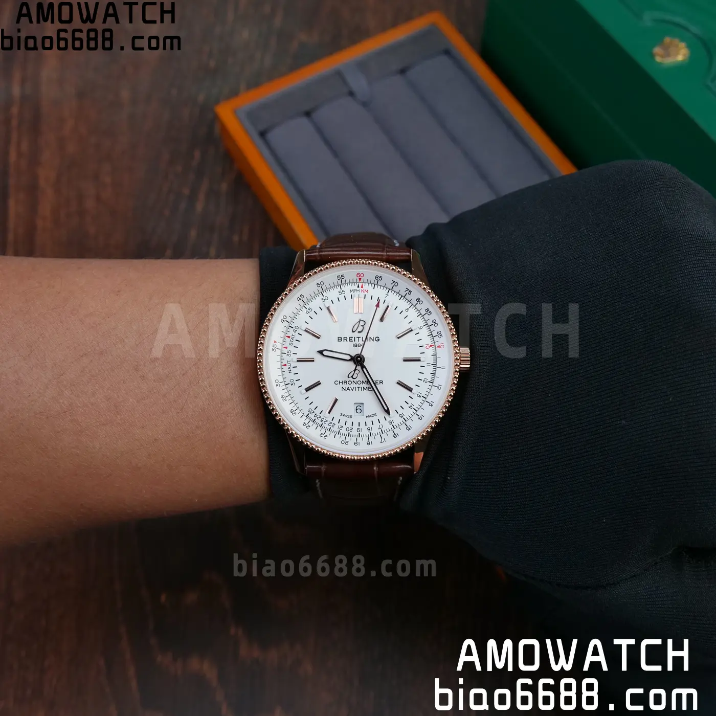 Breitling Navitimer Automatic 41mm RG BLSF White Dial on Brown Leather Strap A2824 V2 66 ebe4a363d5075c4 阿默表行AmoWatch