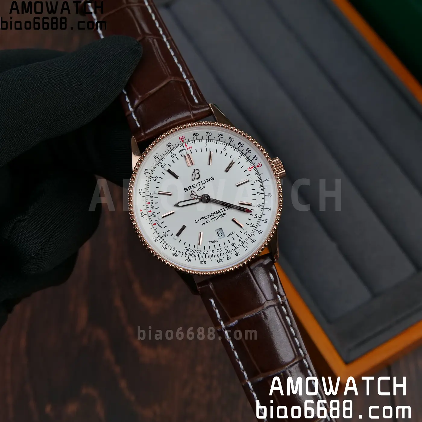 Breitling Navitimer Automatic 41mm RG BLSF White Dial on Brown Leather Strap A2824 V2 46 ec7ababe80144b1 阿默表行AmoWatch