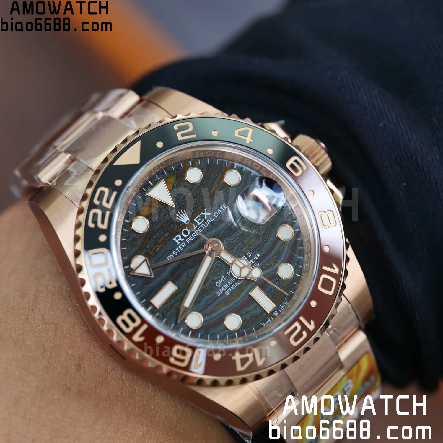 Rolex GMT-Master II M126715CHNR RG ARF Factory 1:1 Best Edition on Oyster Bracelet DD3285 85 8f499c6db9b2763 阿默表行AmoWatch