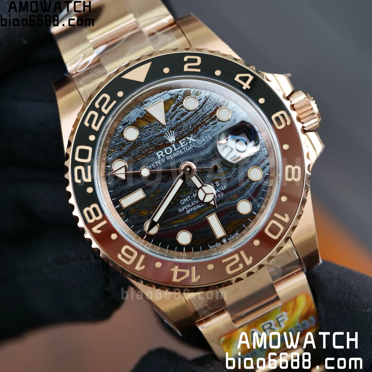 Rolex GMT-Master II M126715CHNR RG ARF Factory 1:1 Best Edition on Oyster Bracelet DD3285 76 93bf0f981d23556 阿默表行AmoWatch