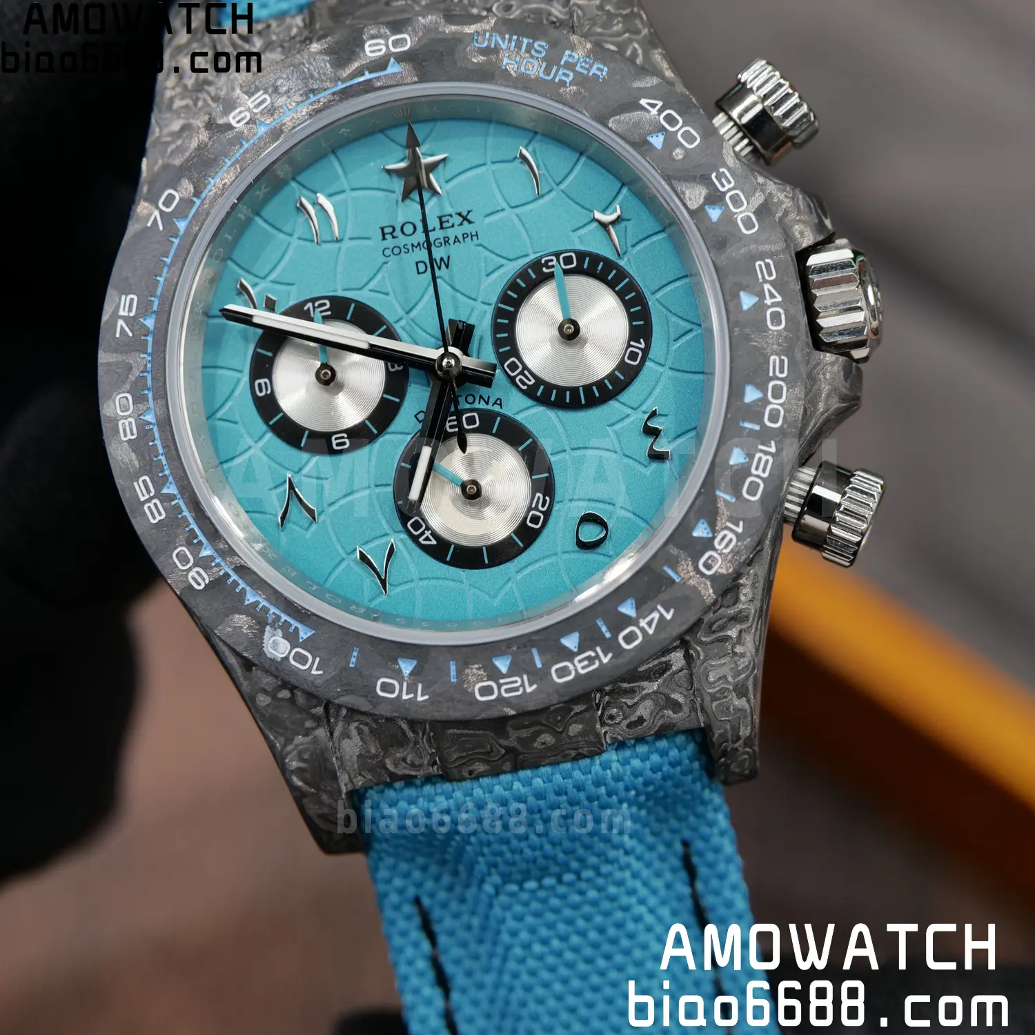 Rolex Daytona DIW Black Carbon DIWF Best Edition Blue/Silver Roman Dial on Blue Nylon Strap DD4801 85 02d50f2eee5bf8a 阿默表行AmoWatch