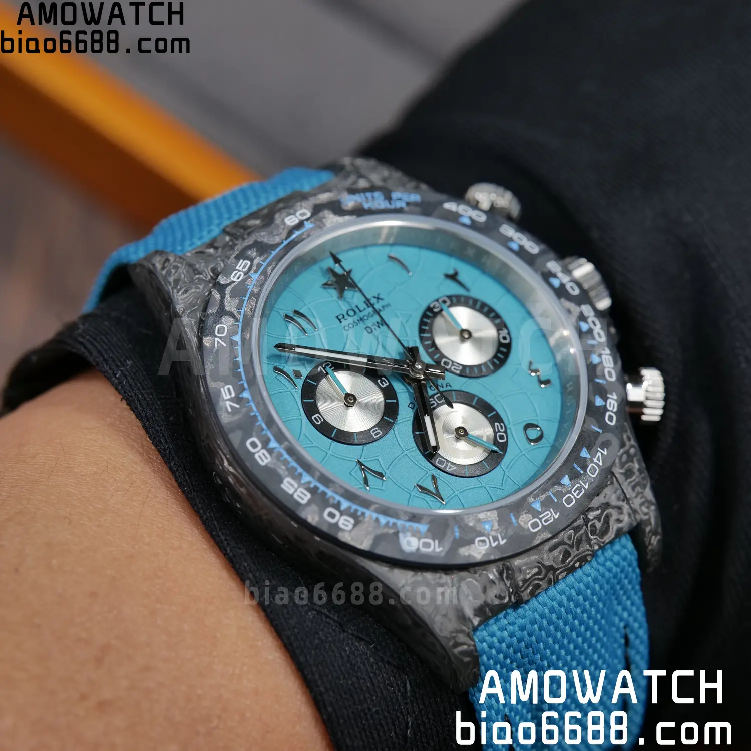 Rolex Daytona DIW Black Carbon DIWF Best Edition Blue/Silver Roman Dial on Blue Nylon Strap DD4801 98 1ddc8d42470c8f9 阿默表行AmoWatch