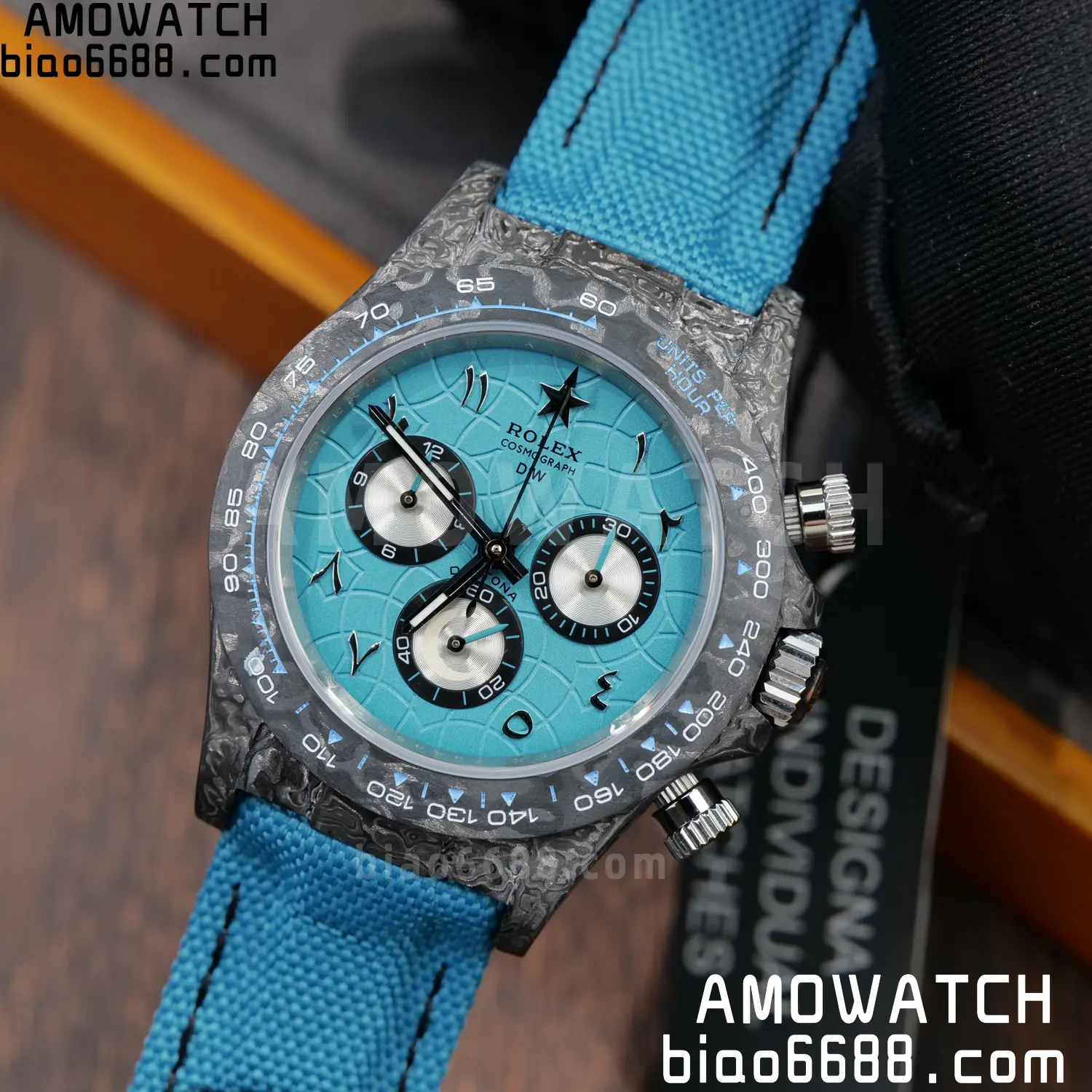 Rolex Daytona DIW Black Carbon DIWF Best Edition Blue/Silver Roman Dial on Blue Nylon Strap DD4801 89 1f974de6c4c25d1 阿默表行AmoWatch