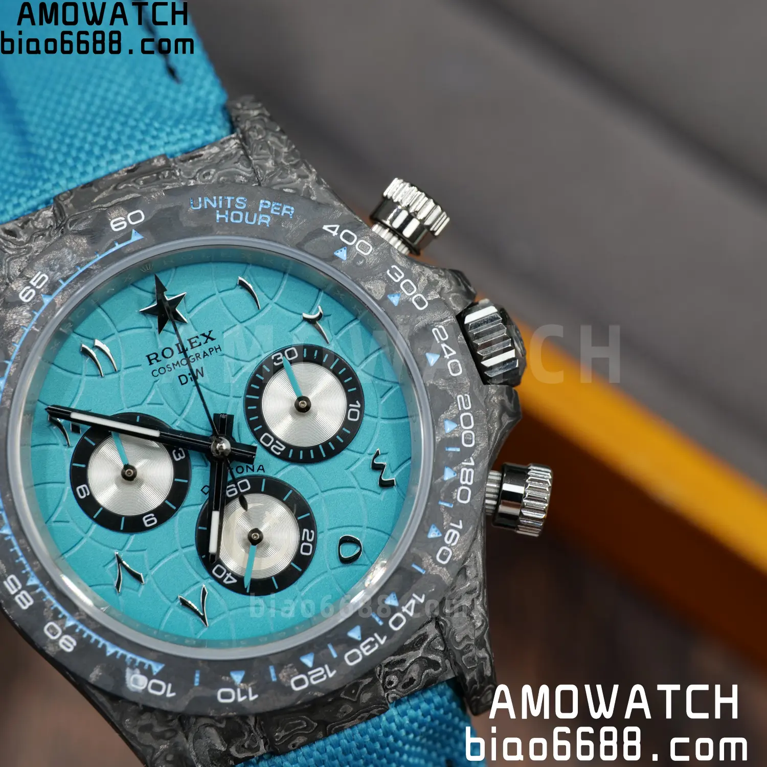 Rolex Daytona DIW Black Carbon DIWF Best Edition Blue/Silver Roman Dial on Blue Nylon Strap DD4801 96 61f37ad2bf39a24 阿默表行AmoWatch