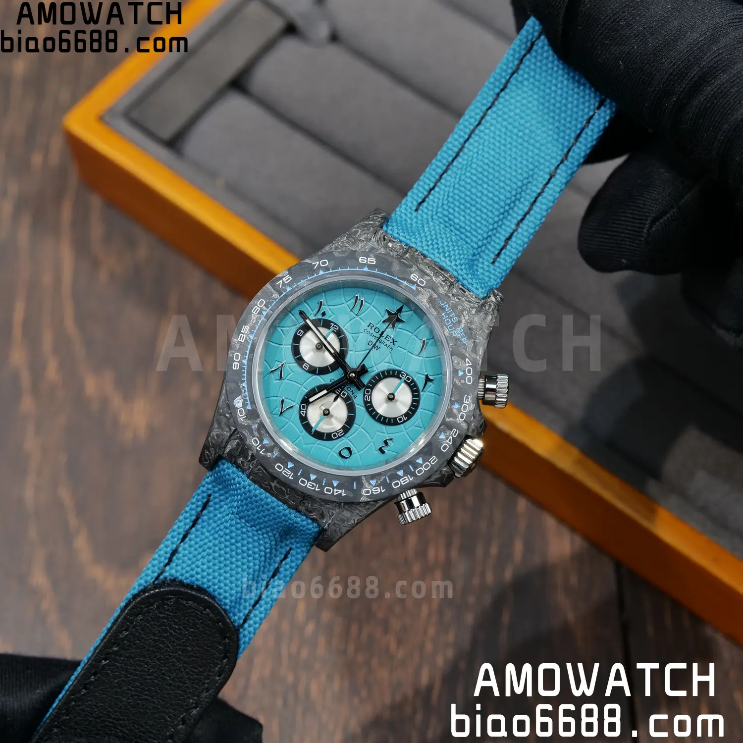 Rolex Daytona DIW Black Carbon DIWF Best Edition Blue/Silver Roman Dial on Blue Nylon Strap DD4801 70 638720af2d2c7bd 阿默表行AmoWatch