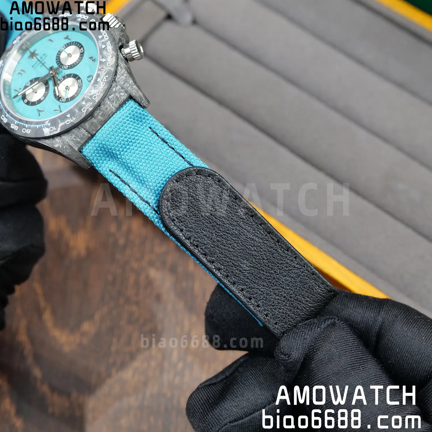 Rolex Daytona DIW Black Carbon DIWF Best Edition Blue/Silver Roman Dial on Blue Nylon Strap DD4801 72 8a7ce44ed52afc5 阿默表行AmoWatch