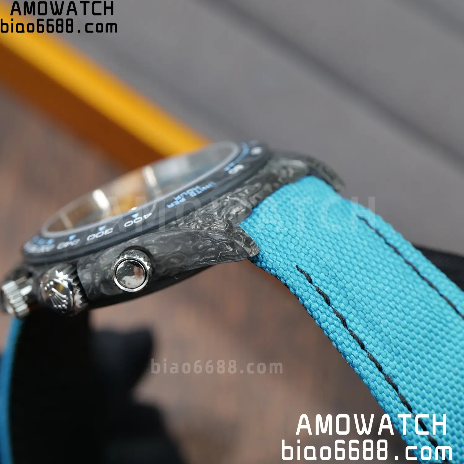 Rolex Daytona DIW Black Carbon DIWF Best Edition Blue/Silver Roman Dial on Blue Nylon Strap DD4801 78 9b64a12e837c310 阿默表行AmoWatch