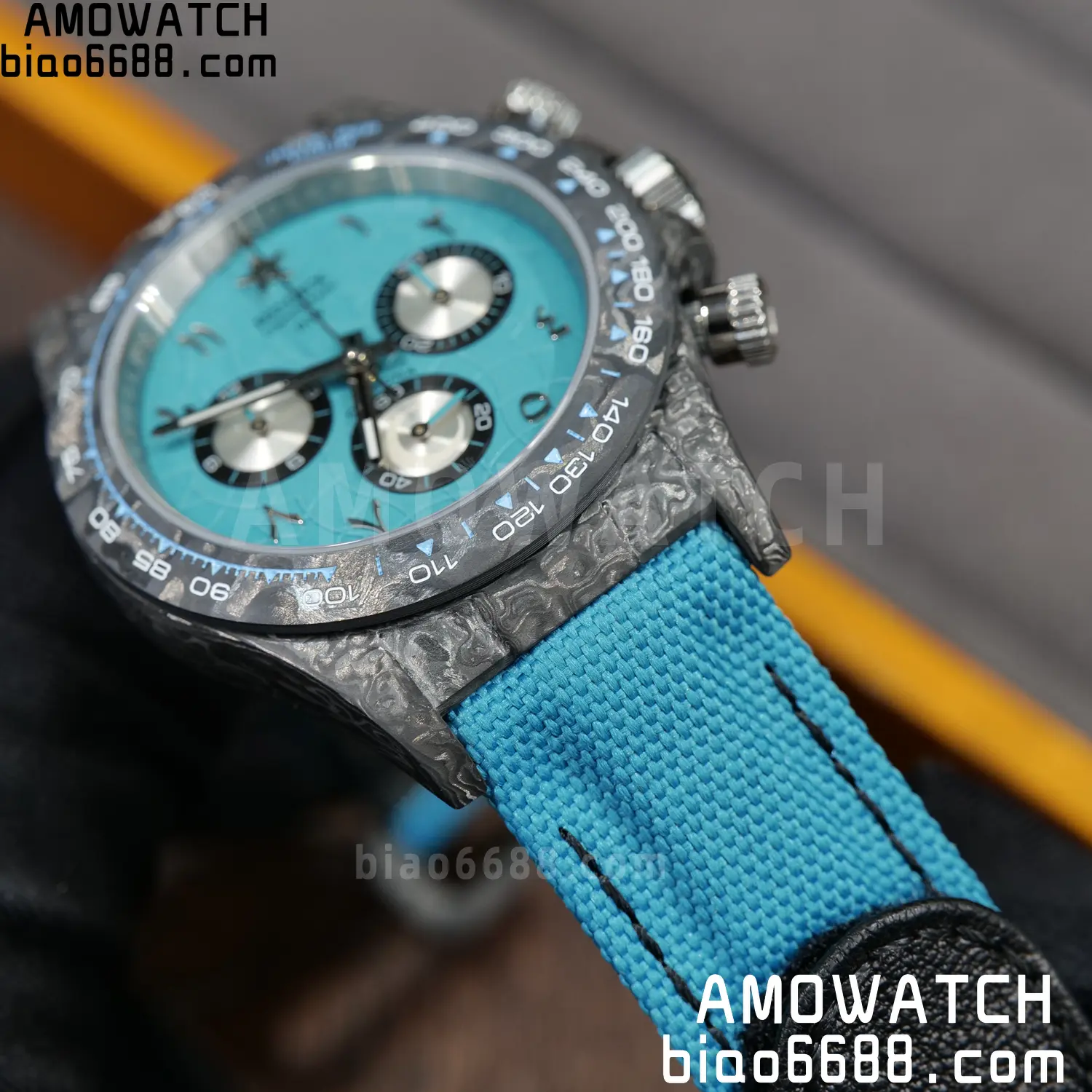 Rolex Daytona DIW Black Carbon DIWF Best Edition Blue/Silver Roman Dial on Blue Nylon Strap DD4801 76 a4f18a8a6e1ec07 阿默表行AmoWatch