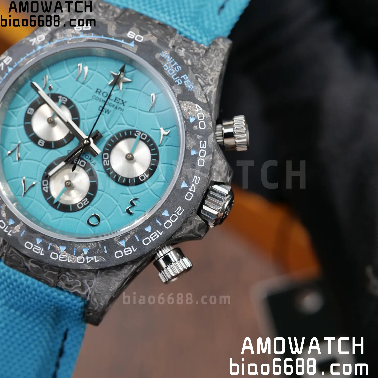 Rolex Daytona DIW Black Carbon DIWF Best Edition Blue/Silver Roman Dial on Blue Nylon Strap DD4801 80 a560ec022d97293 阿默表行AmoWatch