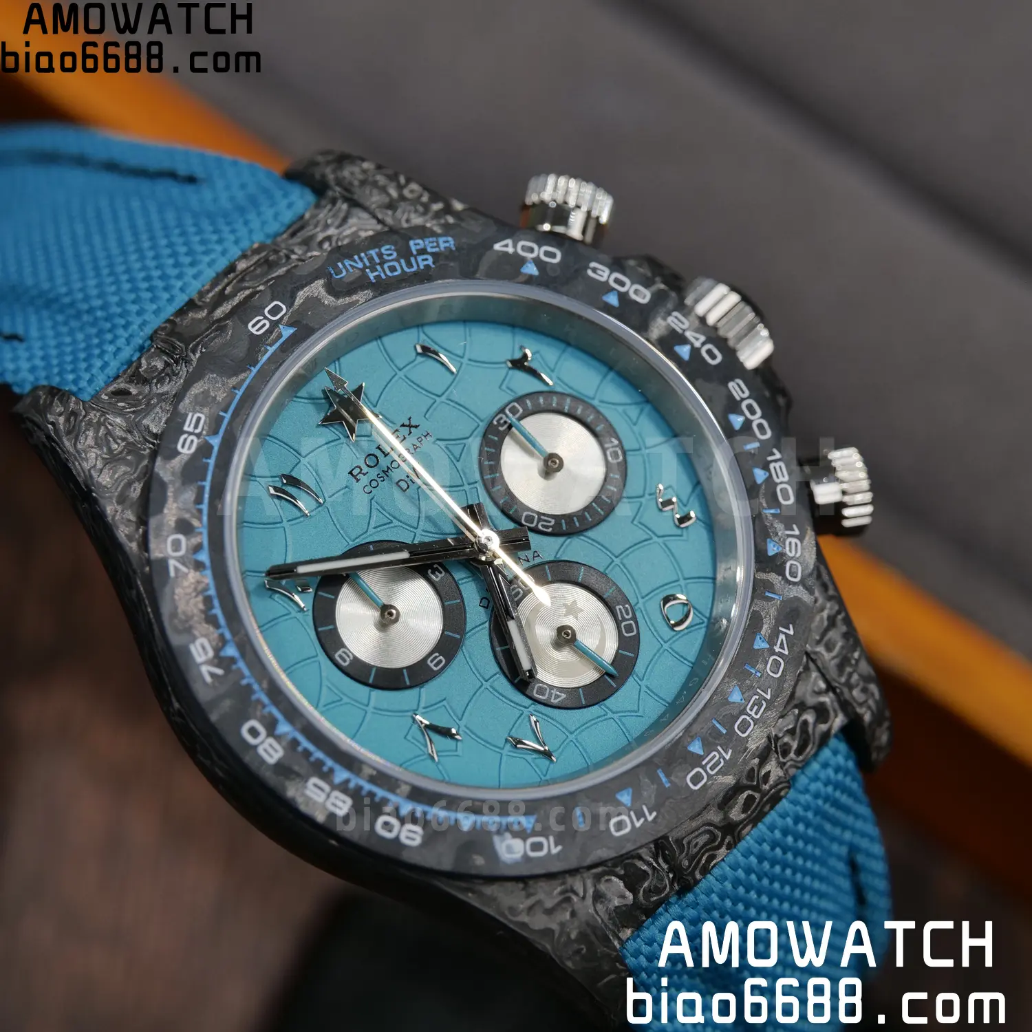 Rolex Daytona DIW Black Carbon DIWF Best Edition Blue/Silver Roman Dial on Blue Nylon Strap DD4801 95 a7d6cd1dce7c5ba 阿默表行AmoWatch
