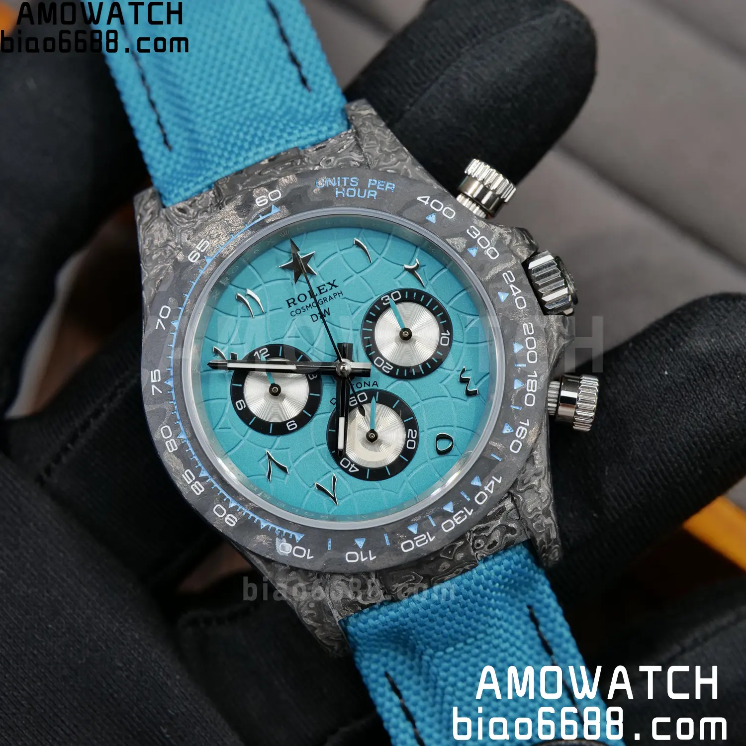 Rolex Daytona DIW Black Carbon DIWF Best Edition Blue/Silver Roman Dial on Blue Nylon Strap DD4801 88 a918afd62390cad 阿默表行AmoWatch