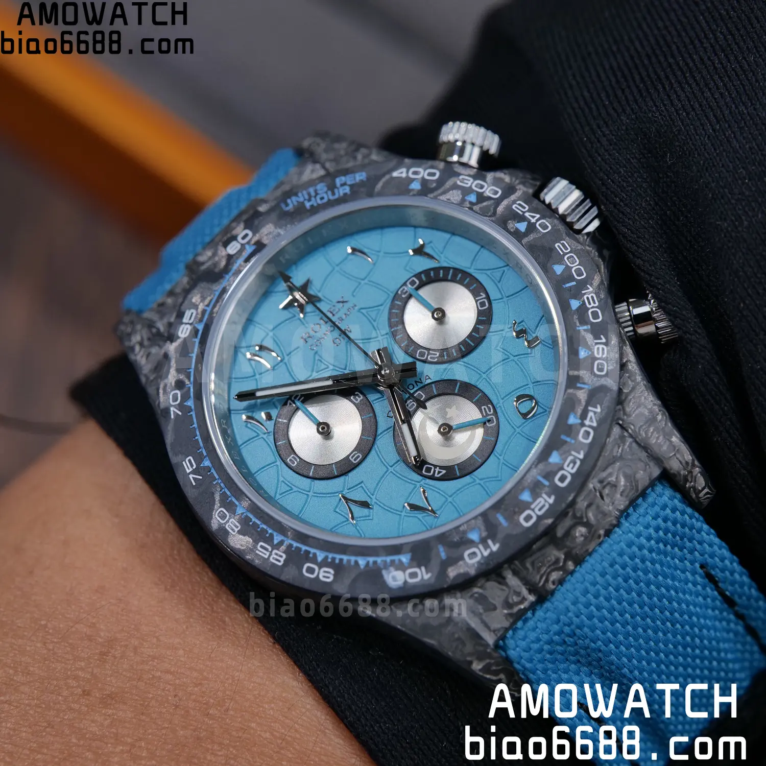 Rolex Daytona DIW Black Carbon DIWF Best Edition Blue/Silver Roman Dial on Blue Nylon Strap DD4801 97 aa40afbea7ac5aa 阿默表行AmoWatch